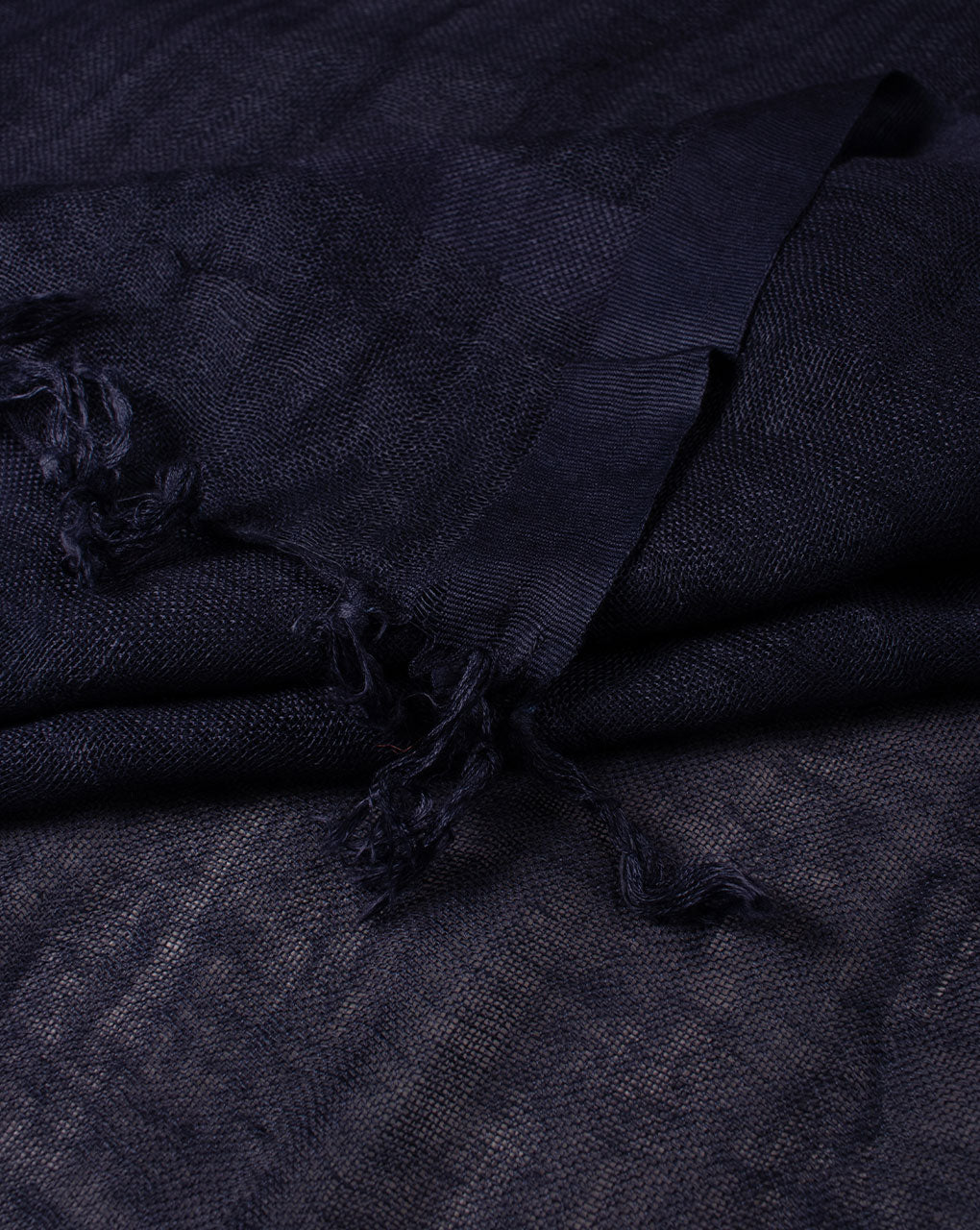 Navy Blue Plain Woven Bhagalpuri Viscose Stole - Fabriclore.com