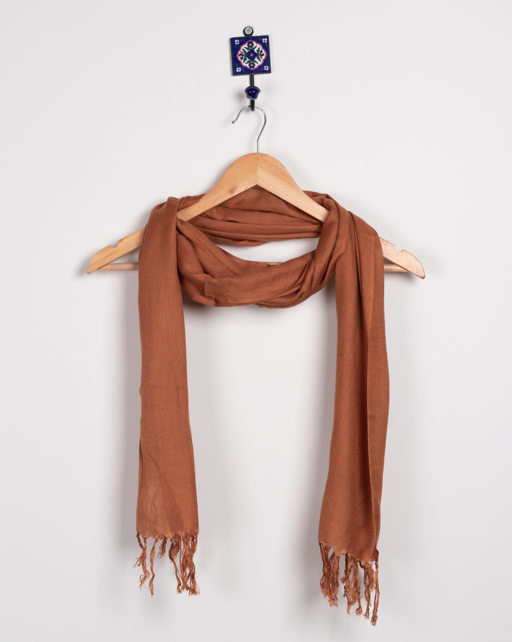 Brown Plain Woven Bhagalpuri Viscose Stole - Fabriclore.com