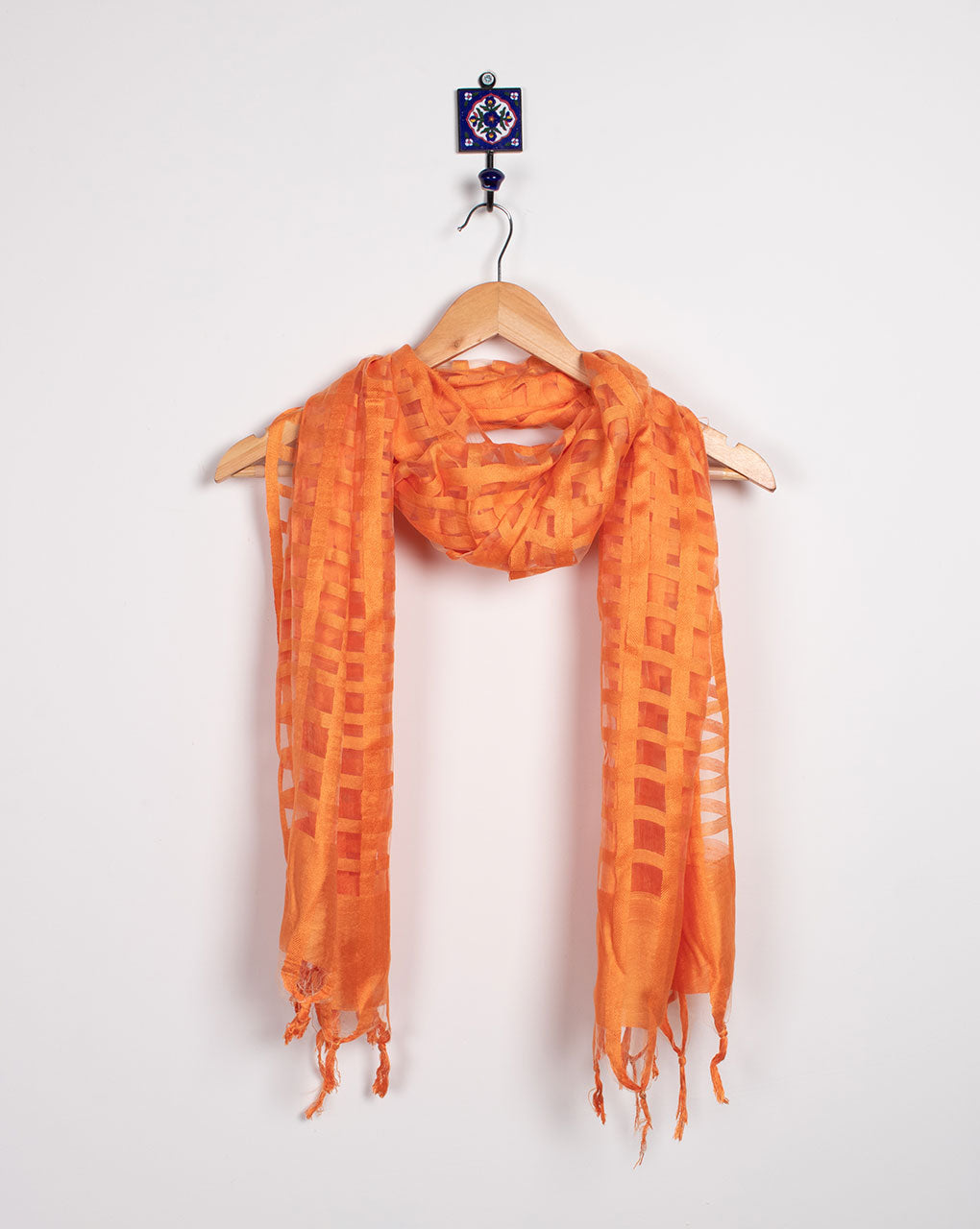 Checks Woven Bhagalpuri Viscose Stole - Fabriclore.com