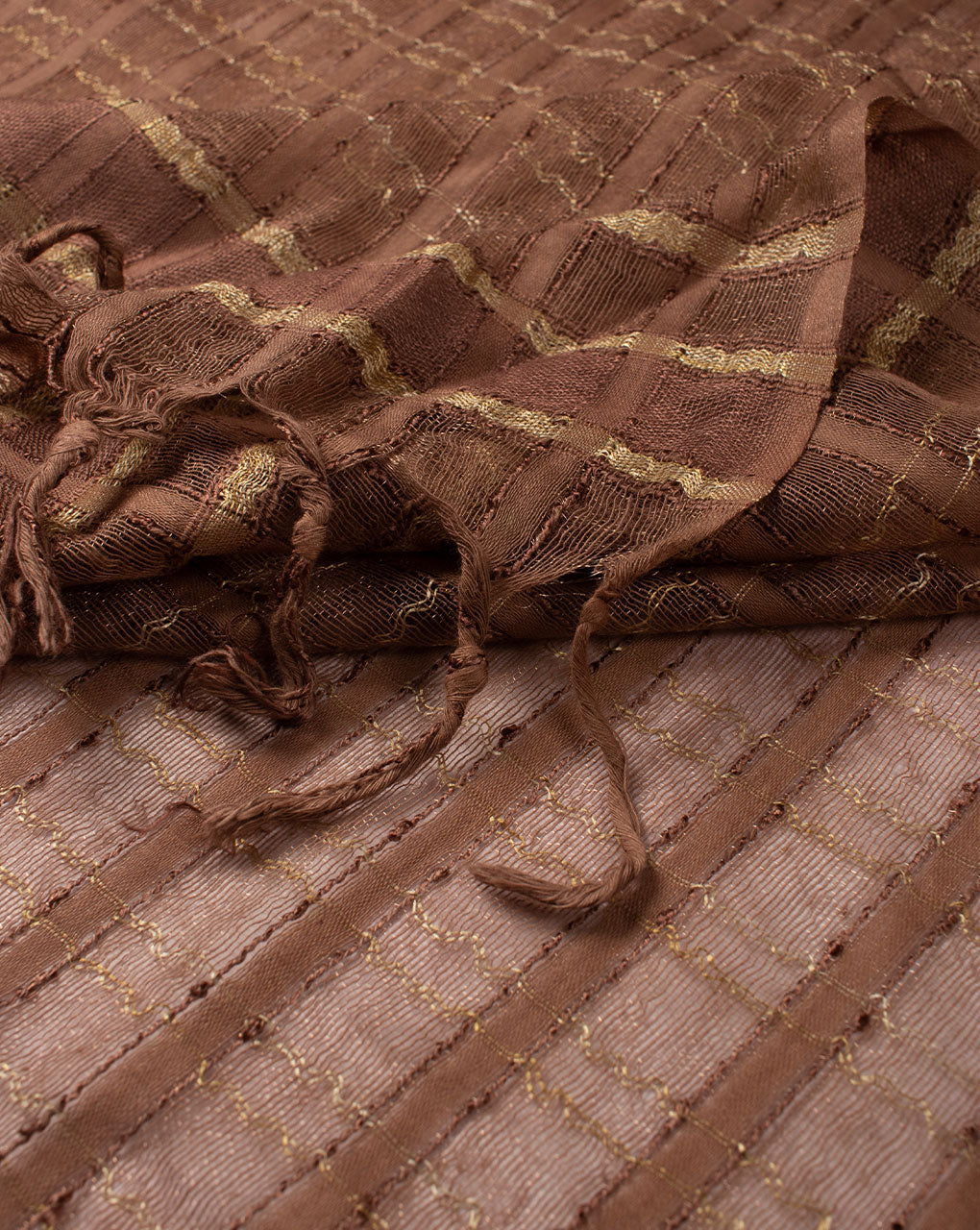 Checks Woven Bhagalpuri Viscose Stole - Fabriclore.com