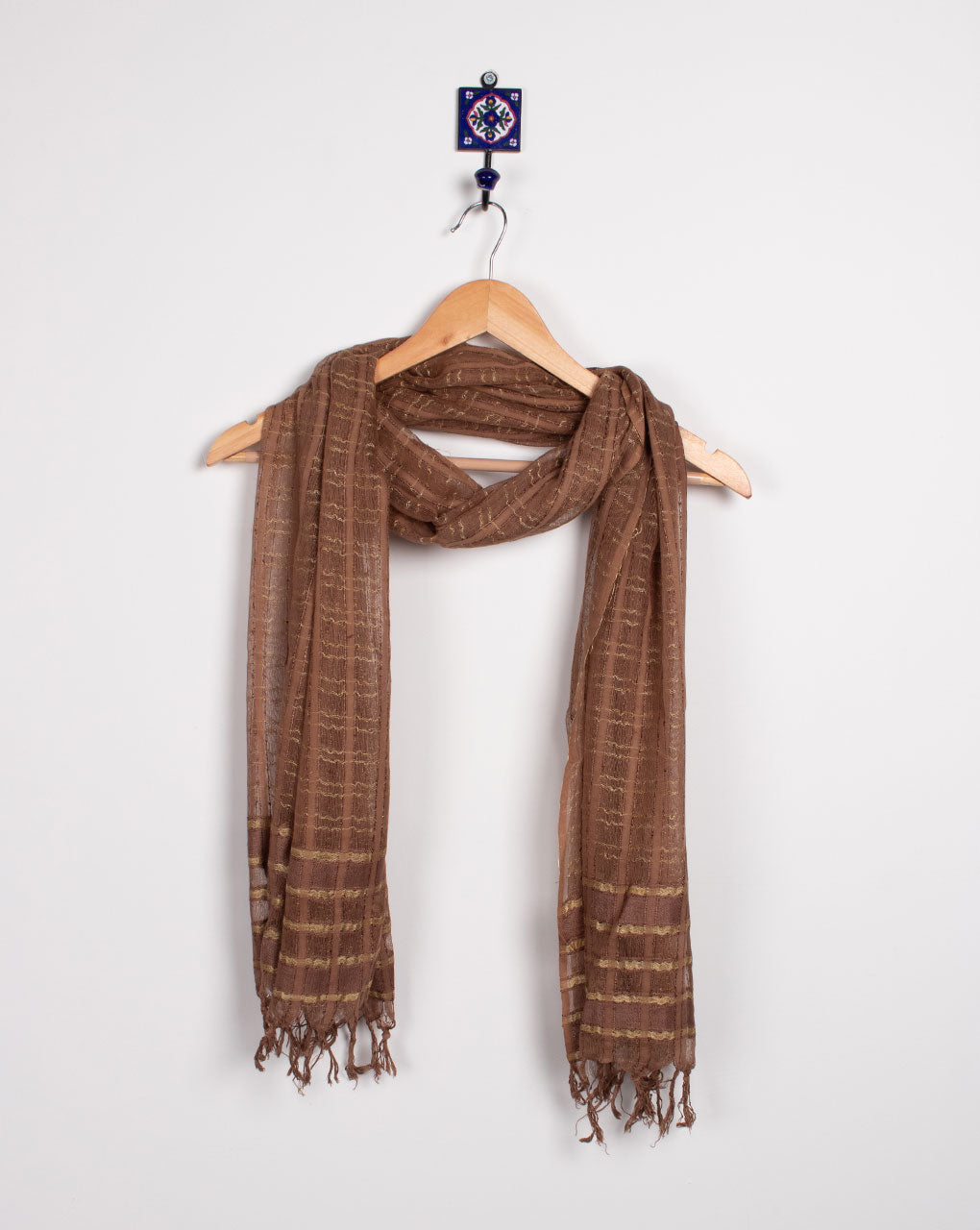 Checks Woven Bhagalpuri Viscose Stole - Fabriclore.com
