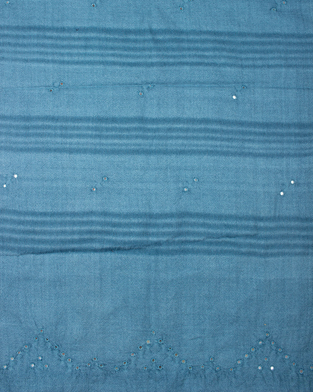 Chevron Handwoven Mirror Work Premium Pure Marino Wool Stole - Fabriclore.com