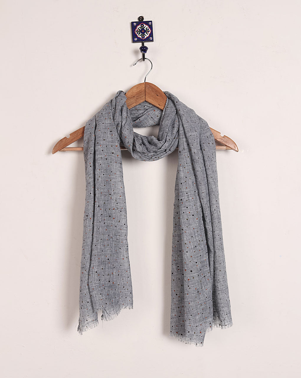 Polka Dots Woven Acrylic Wool Stole - Fabriclore.com