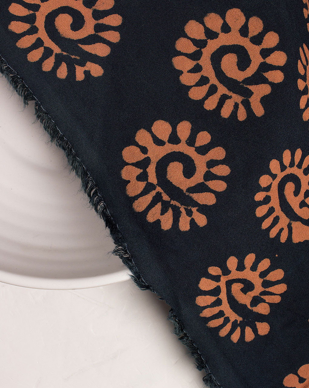 Dabu Hand Block Certified Soybean Cotton Fabric - Fabriclore.com
