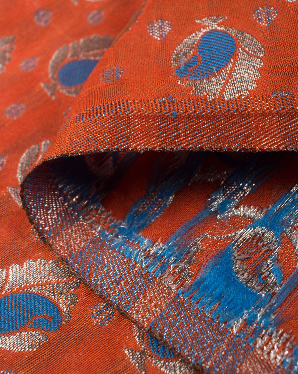 Zari Jacquard Pure Taffeta Silk Fabric - Fabriclore.com