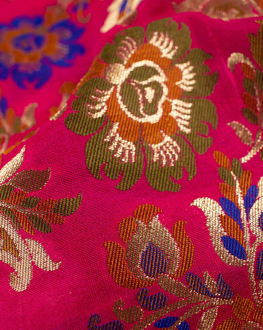 Zari Jacquard Pure Taffeta Silk Fabric - Fabriclore.com