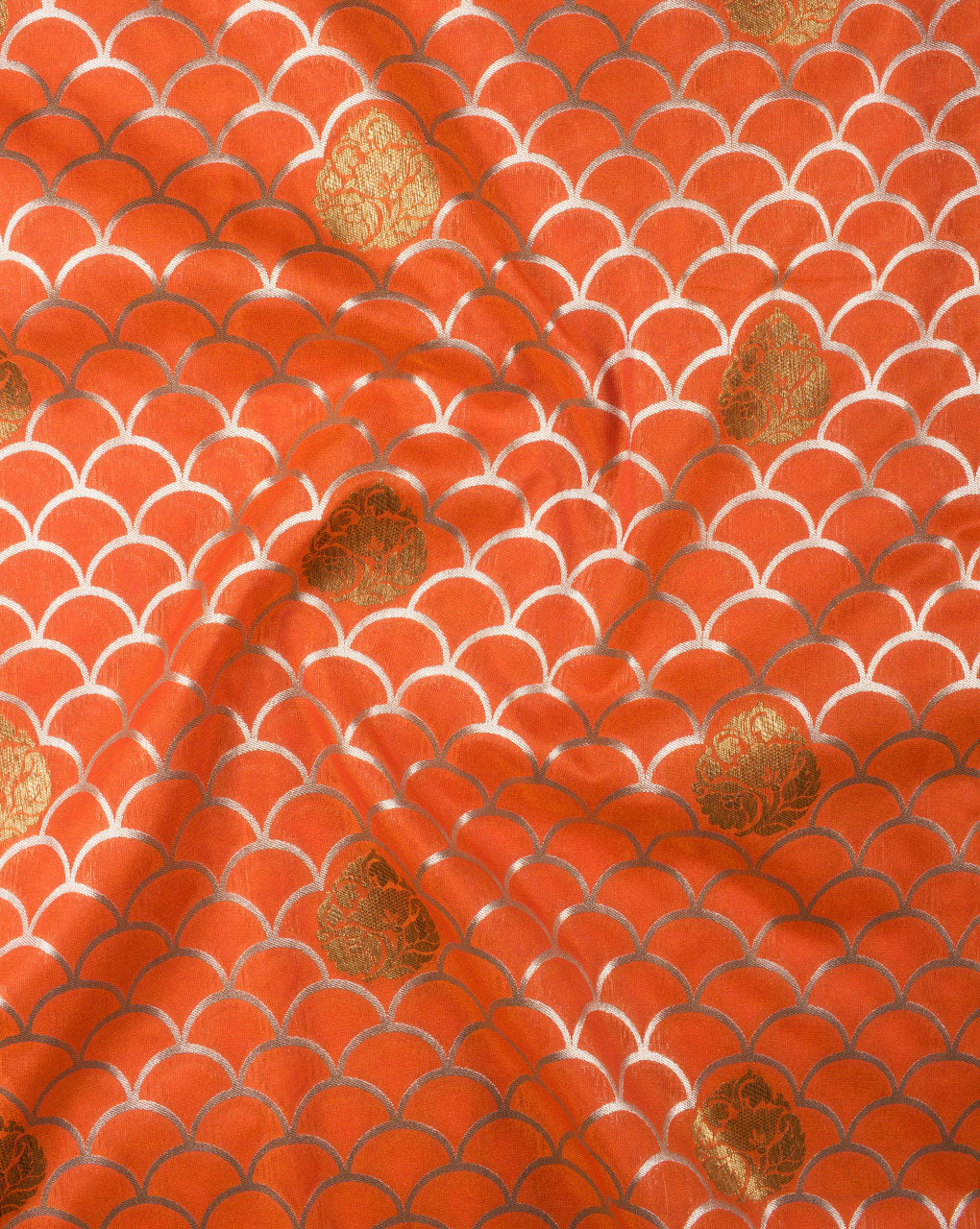 Woven Zari Jacquard Banarasi Taffeta Silk Fabric - Fabriclore.com