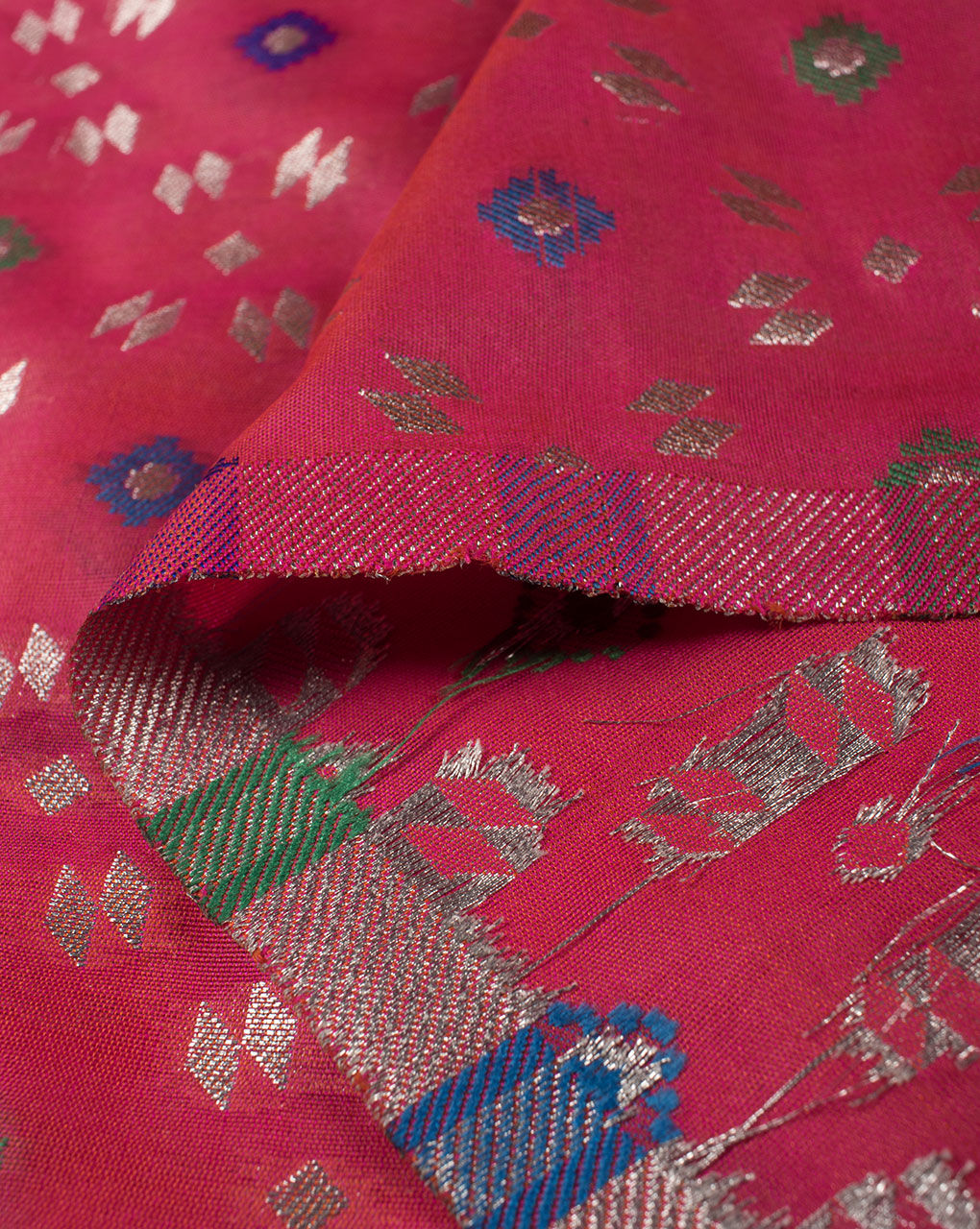 Zari Jacquard Pure Taffeta Silk Fabric - Fabriclore.com