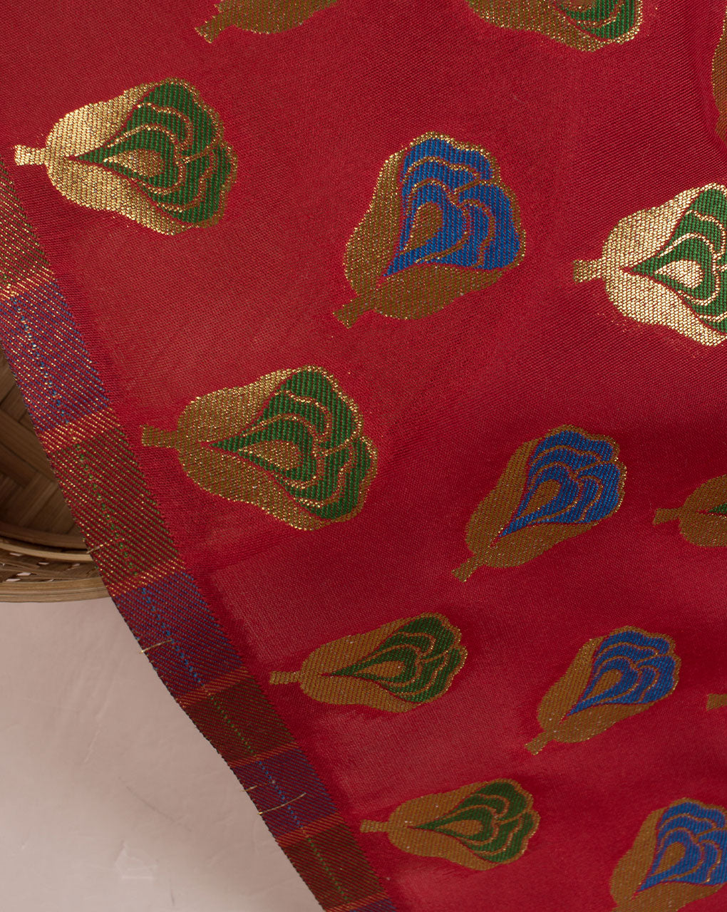 Zari Jacquard Pure Taffeta Silk Fabric - Fabriclore.com