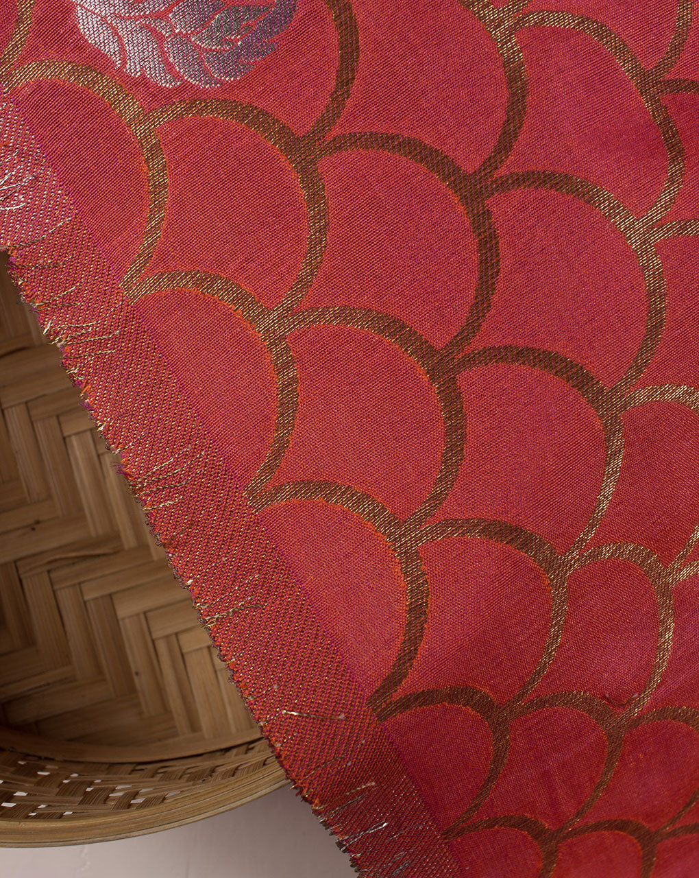 Zari Jacquard Pure Taffeta Silk Fabric - Fabriclore.com