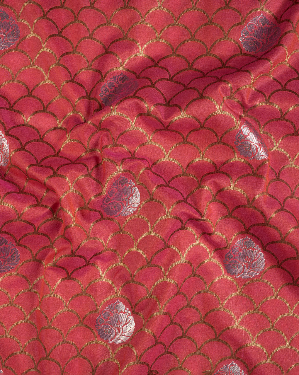 Zari Jacquard Pure Taffeta Silk Fabric - Fabriclore.com