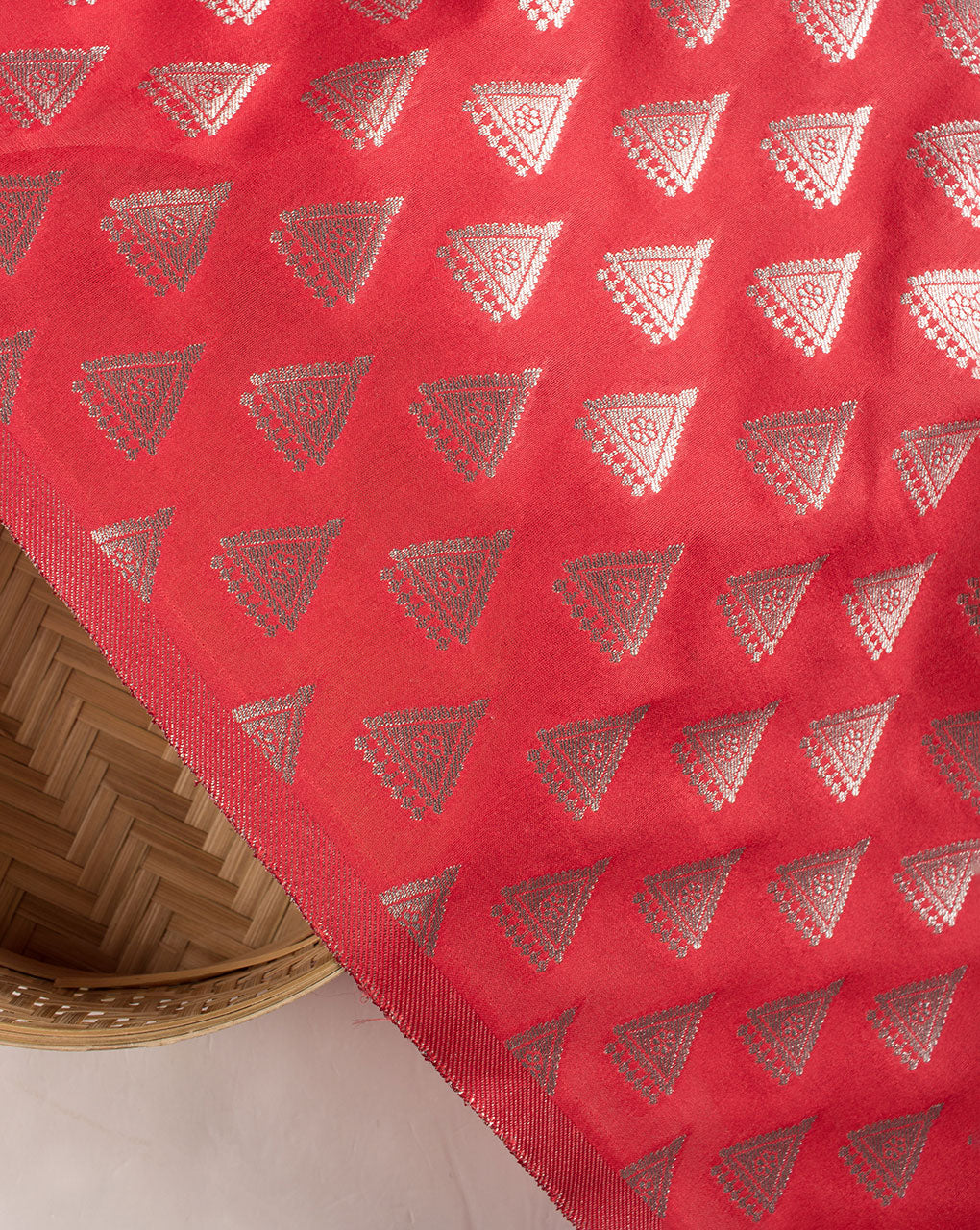 Zari Jacquard Pure Taffeta Silk Fabric - Fabriclore.com