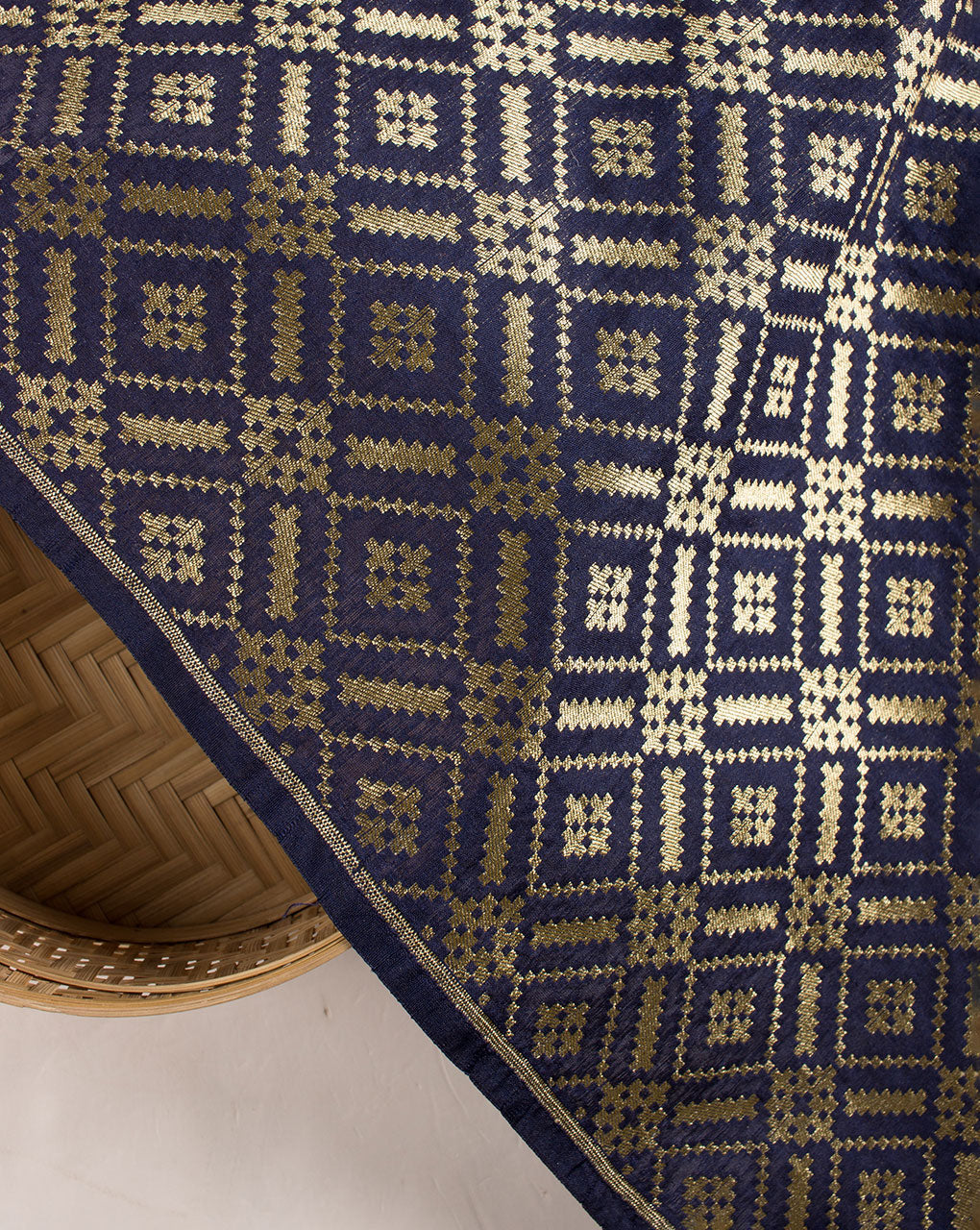 Zari Jacquard Pure Taffeta Silk Fabric - Fabriclore.com