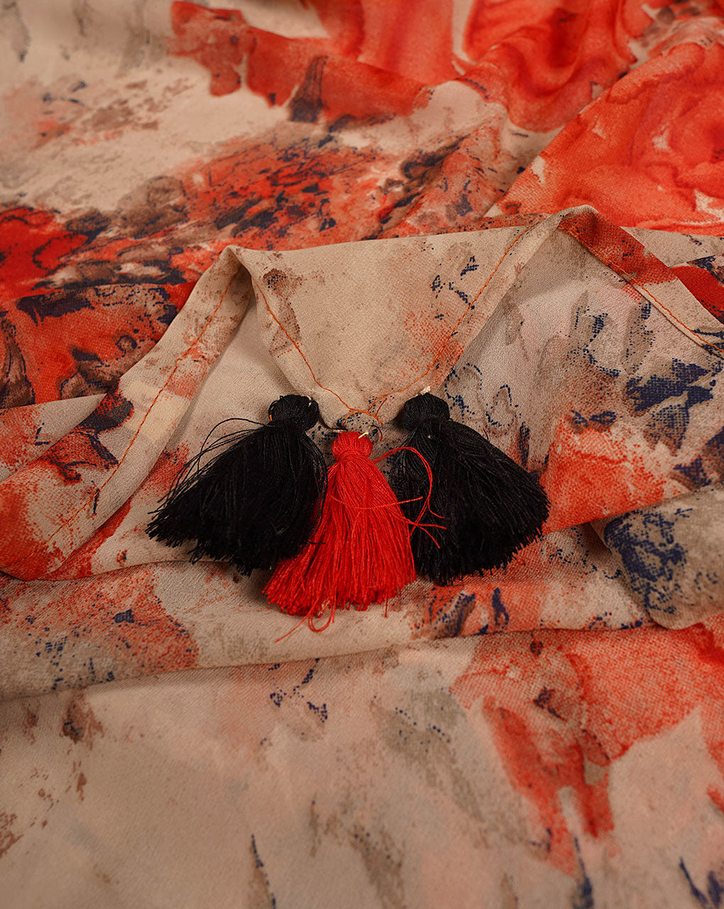Floral Screen Print Georgette Scarf - Fabriclore.com