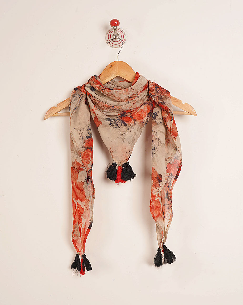Floral Screen Print Georgette Scarf - Fabriclore.com