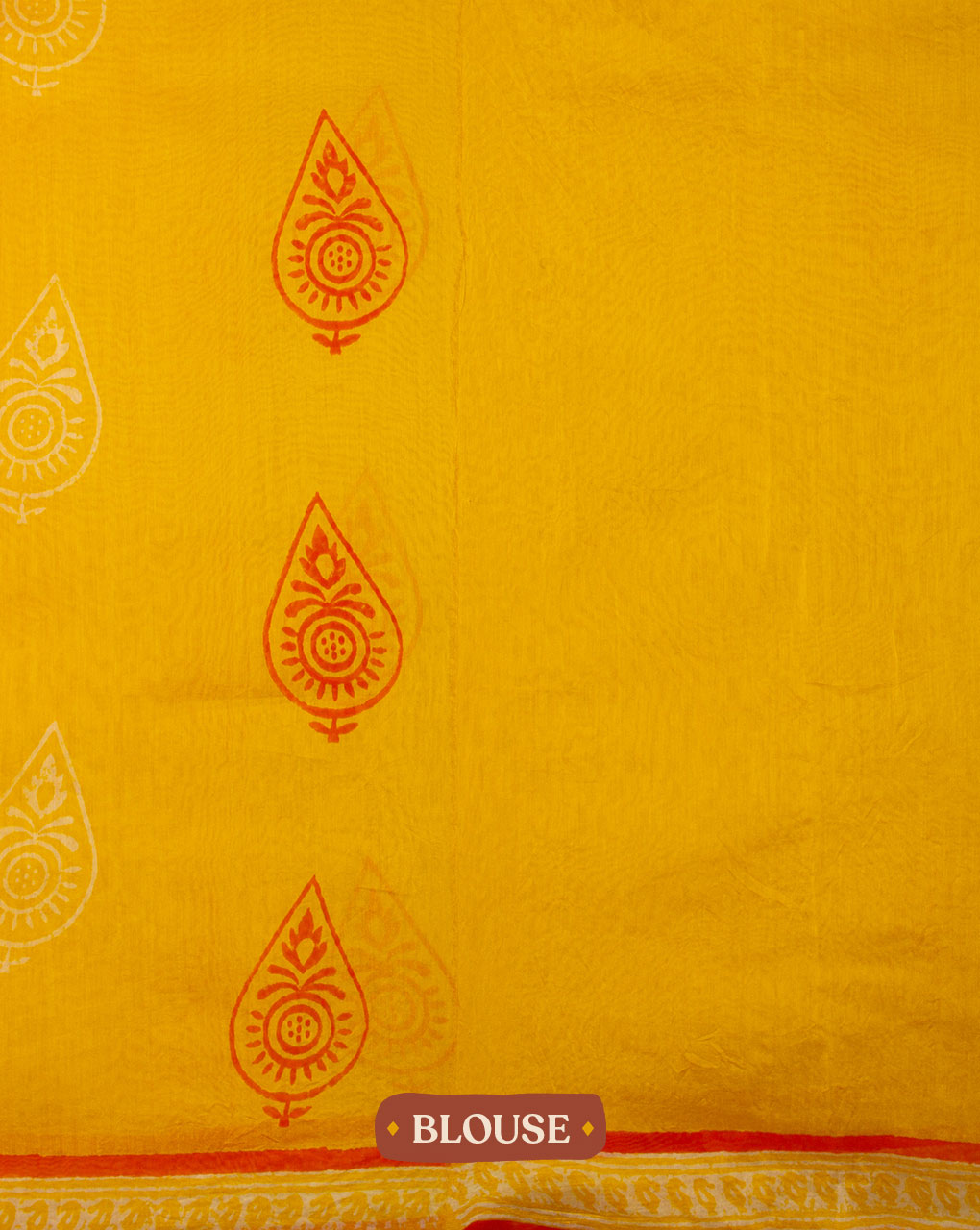 Hand Block Zari Border Chanderi Saree With Blouse - Fabriclore.com