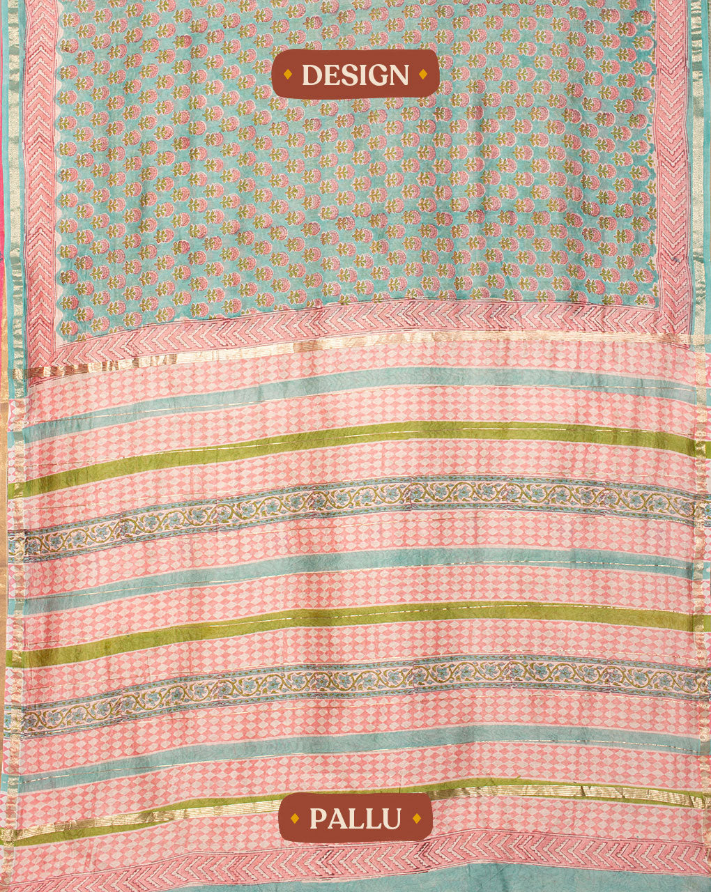 Rapid Hand Block Chanderi Saree With Blouse - Fabriclore.com
