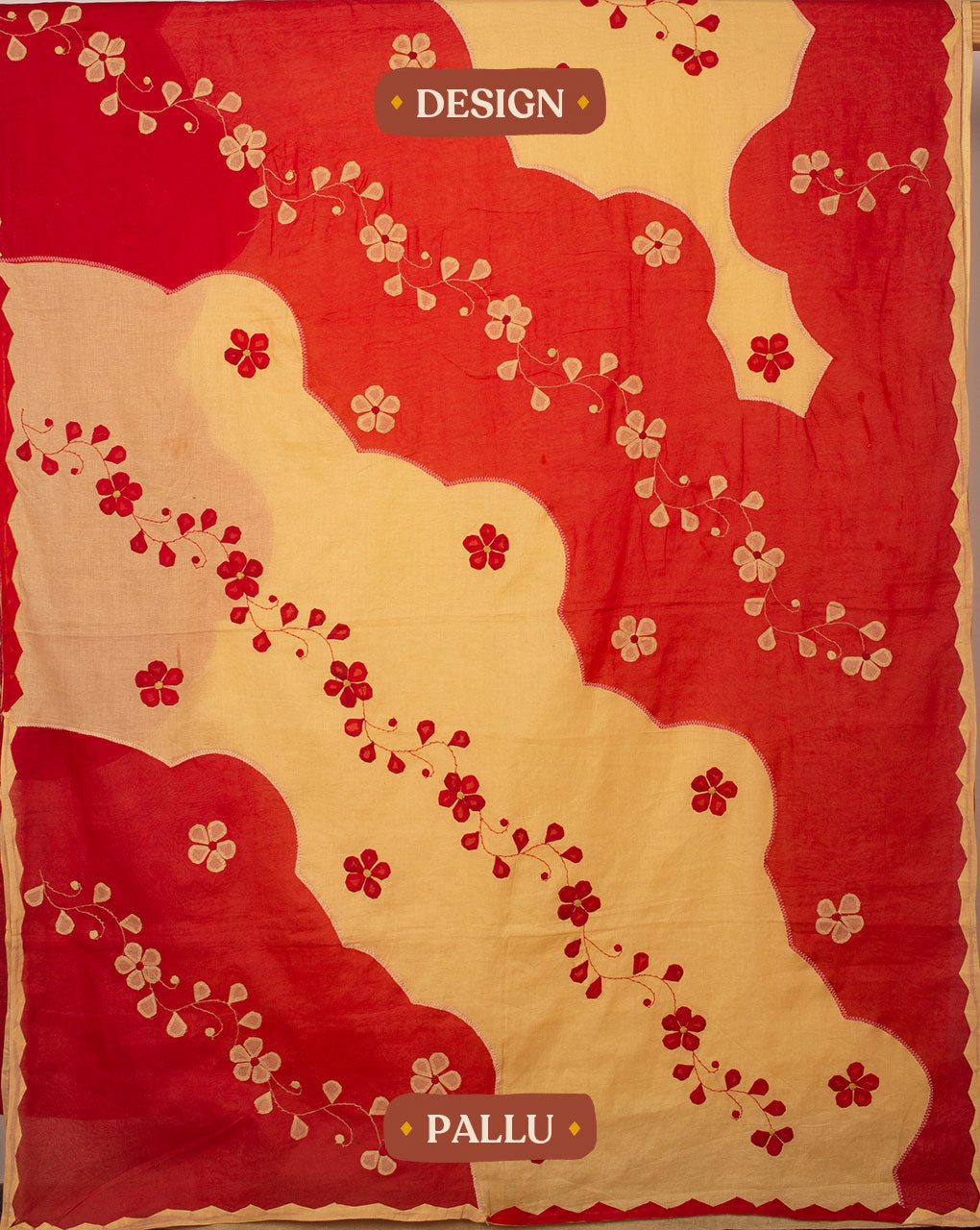 Hand Applique Cotton Saree With Blouse - Fabriclore.com