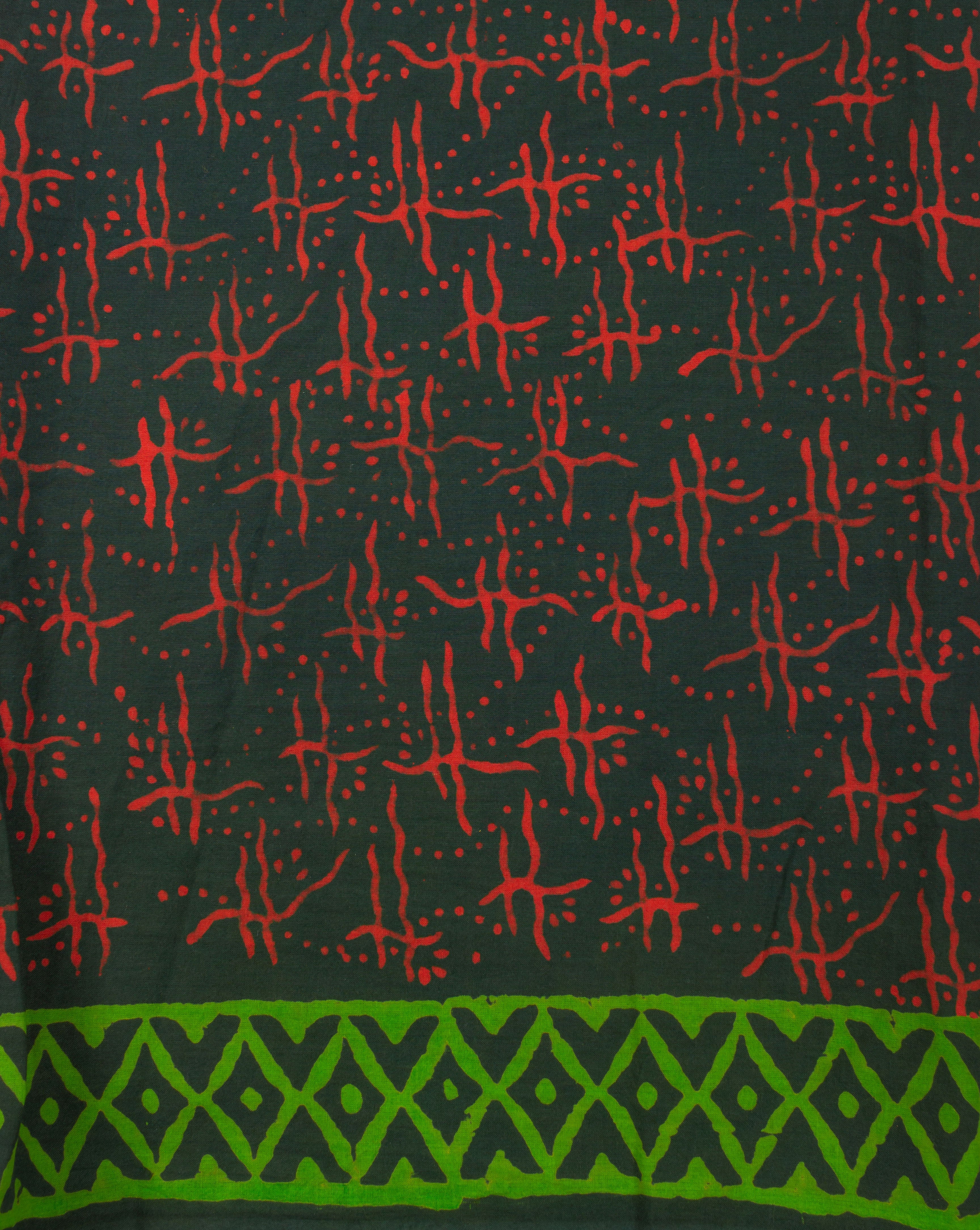 Hand Block Zari Border Chanderi Unstitched Suit With Chanderi Dupatta - Fabriclore.com