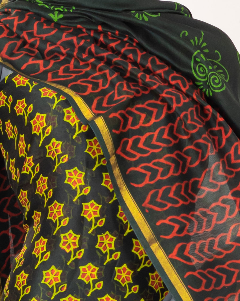 Hand Block Zari Border Chanderi Unstitched Suit With Chanderi Dupatta - Fabriclore.com