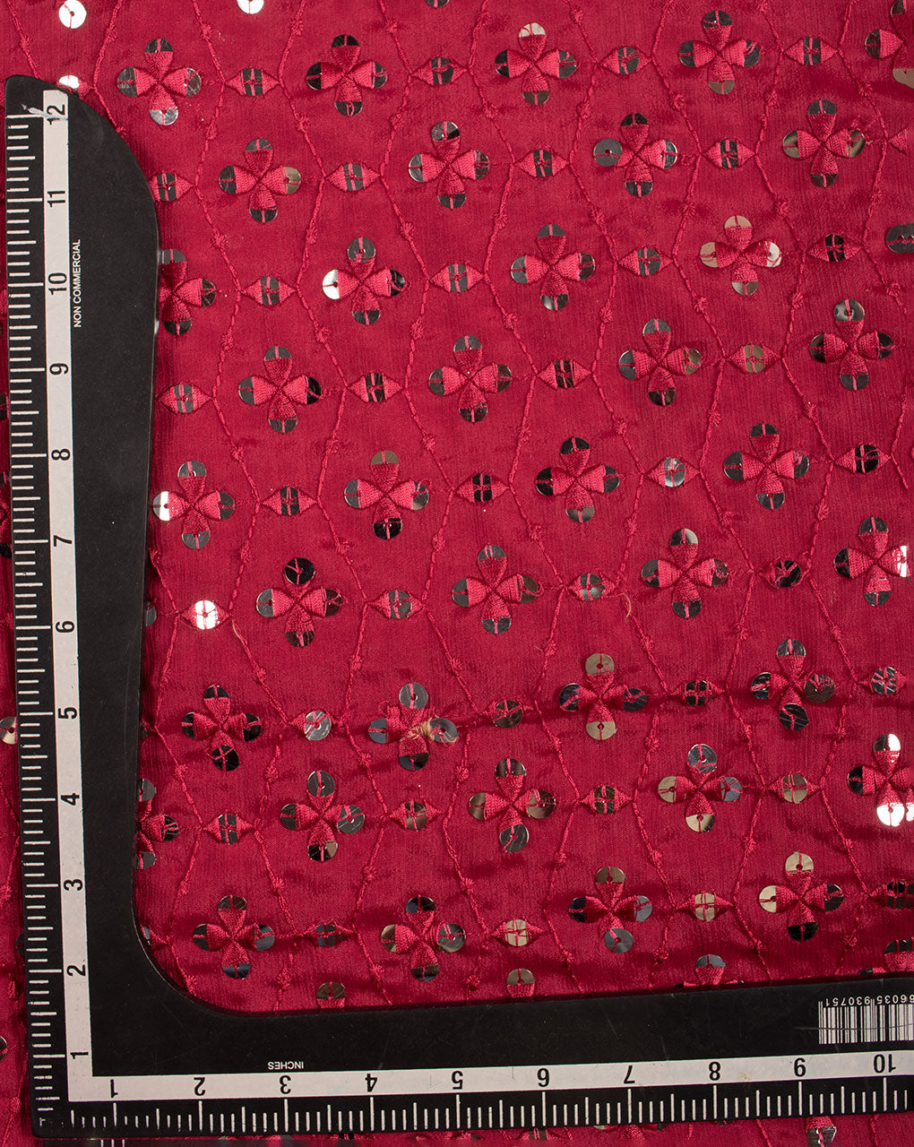 Embroidered Sequins Work Chinnon Chiffon Fabric - Fabriclore.com