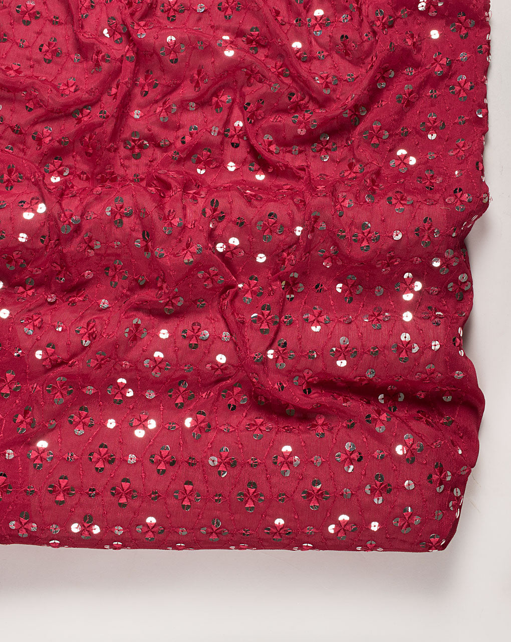 Embroidered Sequins Work Chinnon Chiffon Fabric