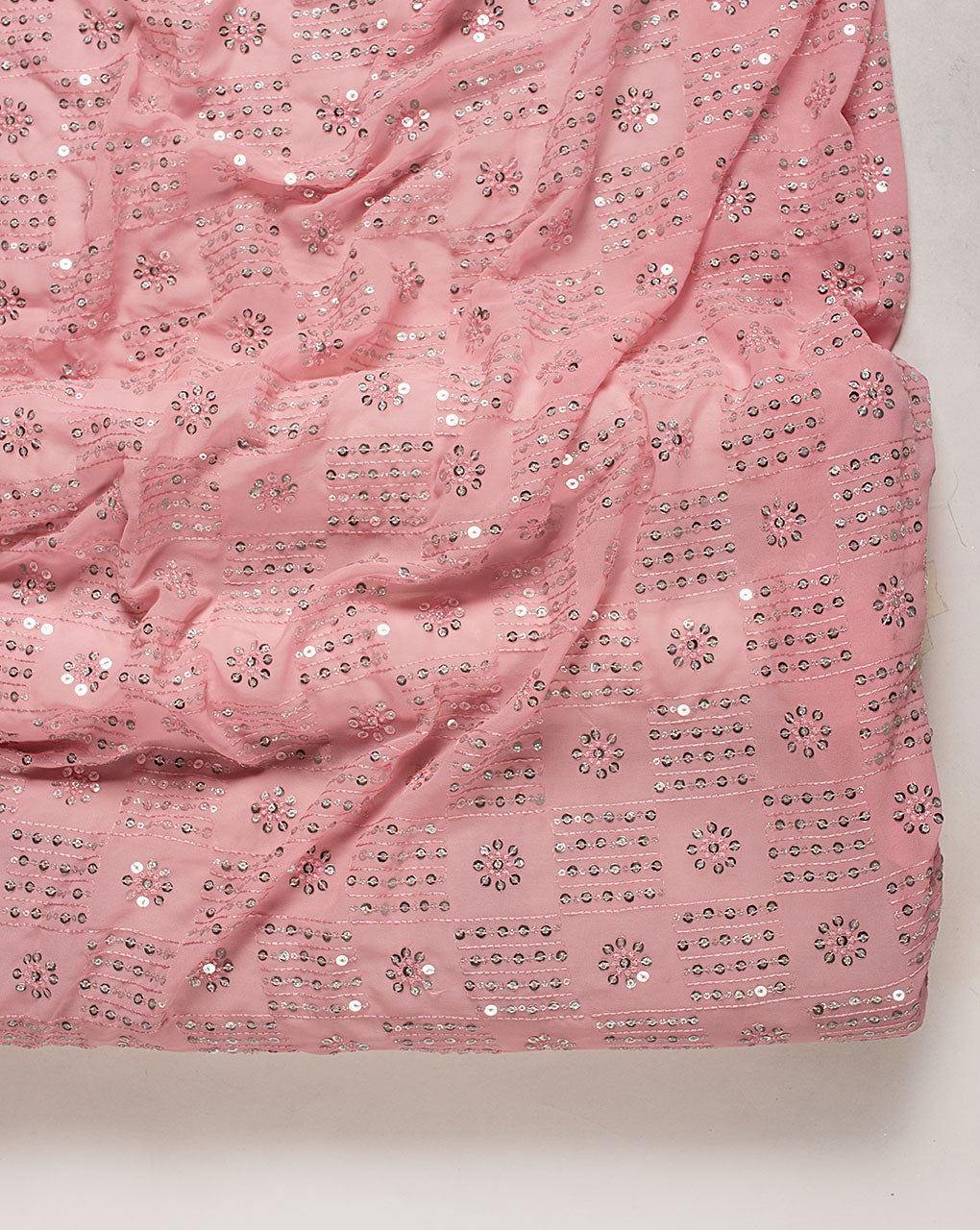 Embroidered Sequins Work Georgette Fabric