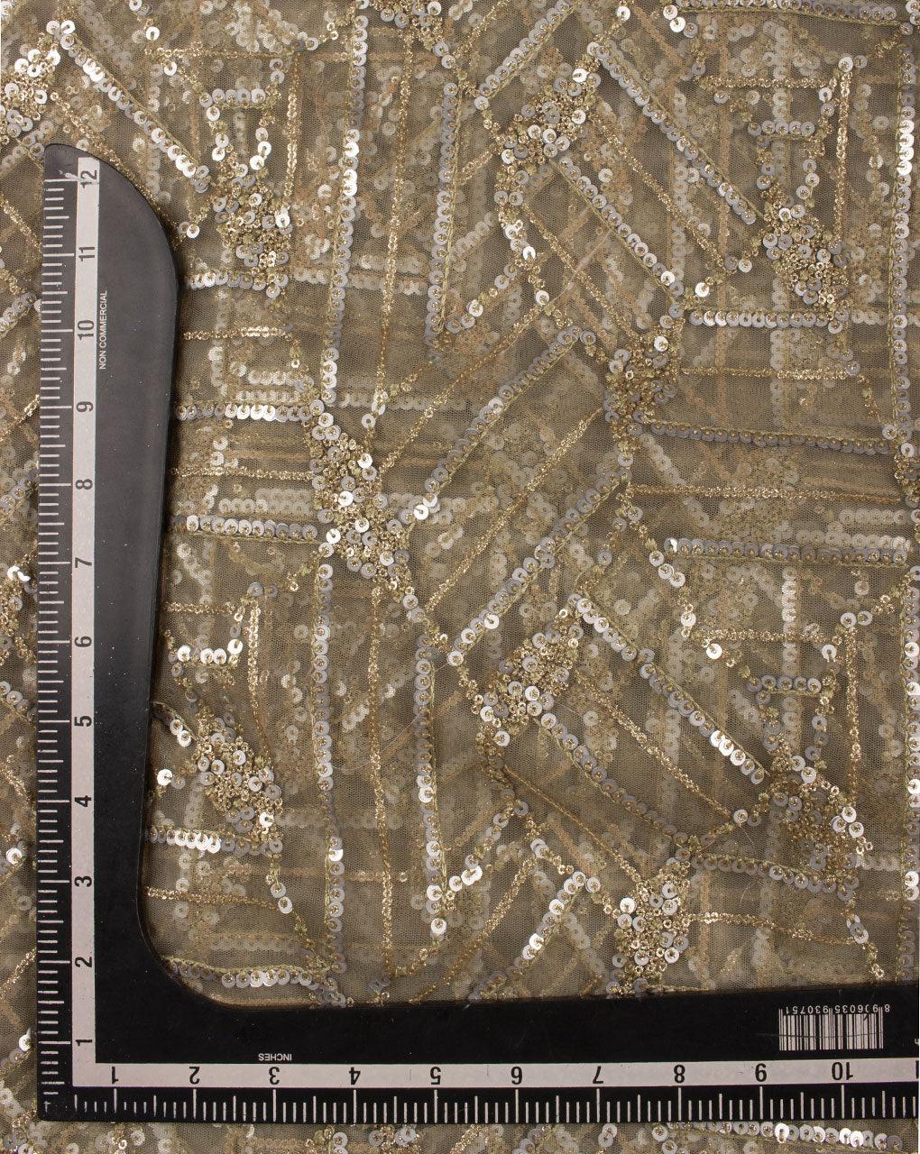 Embroidered Sequins Work Net Fabric - Fabriclore.com