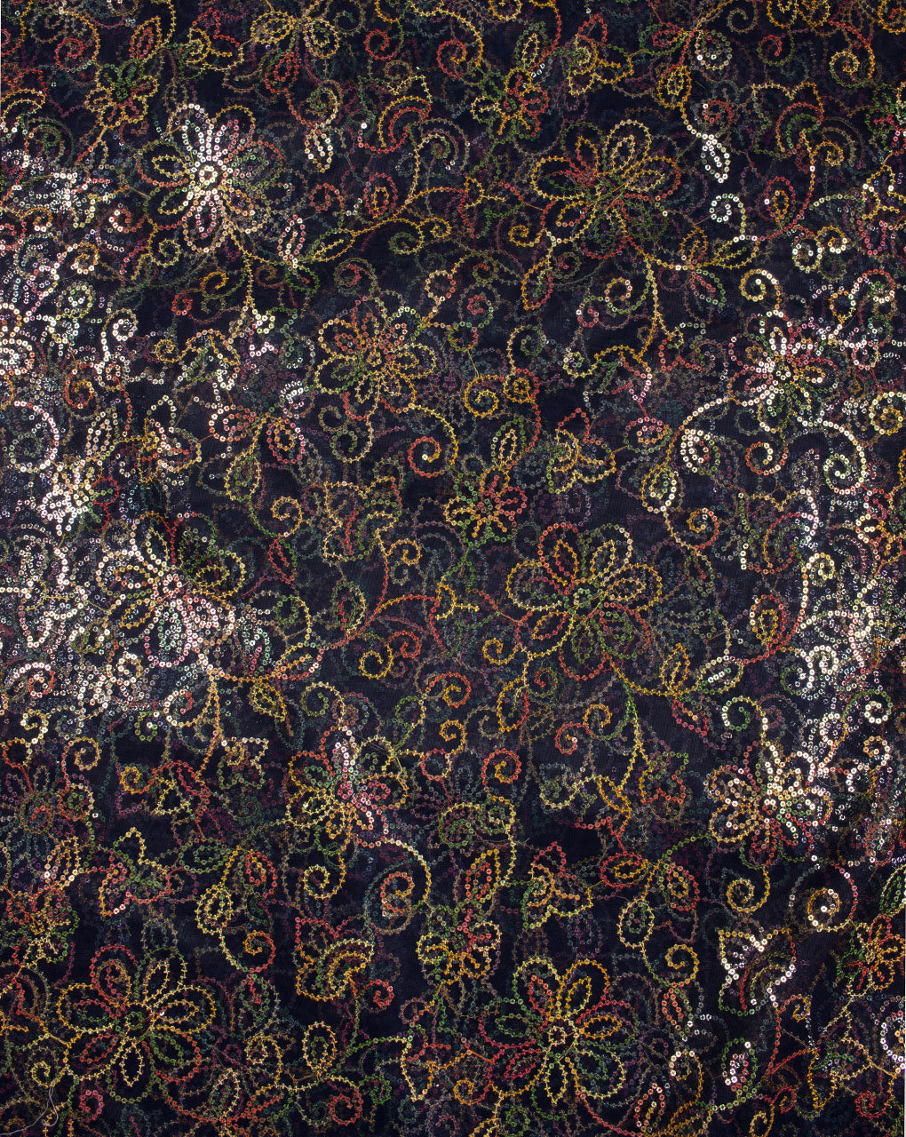 Embroidered Sequins Work Net Fabric - Fabriclore.com
