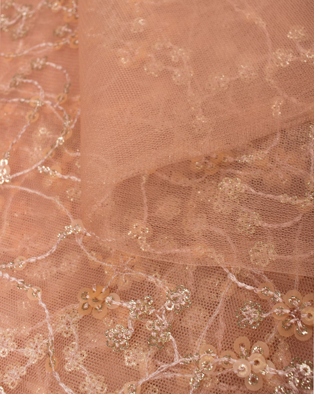 Embroidered Sequins Work Net Fabric - Fabriclore.com