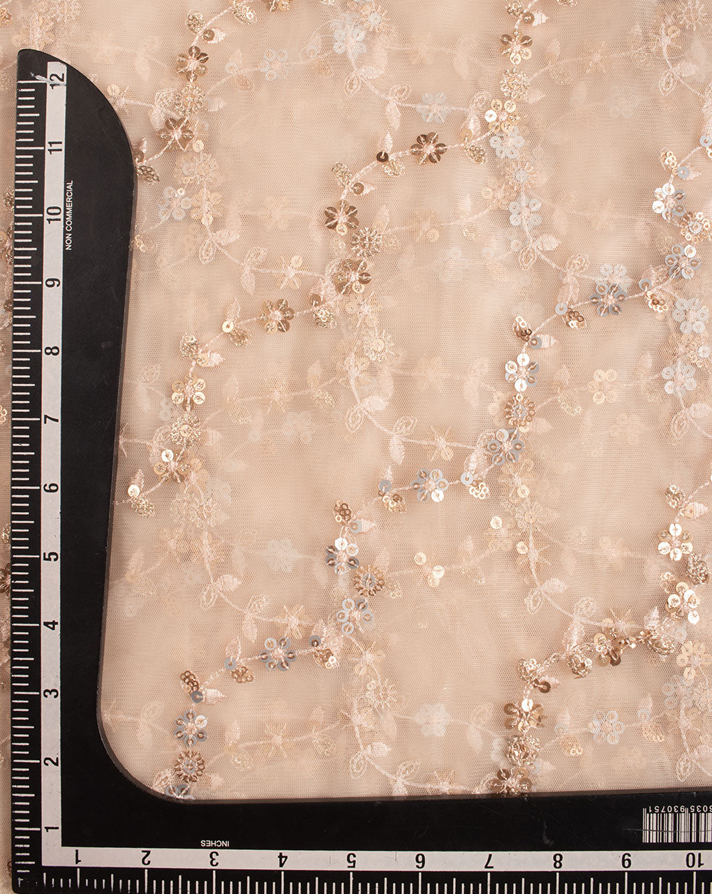 Embroidered Sequins Zari Work Net Fabric - Fabriclore.com