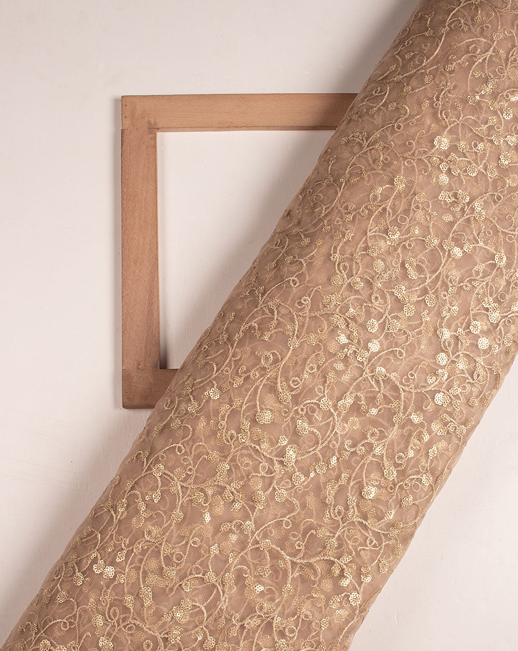 Embroidered Sequins Zari Work Net Fabric - Fabriclore.com