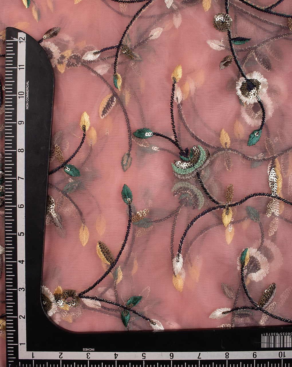 Embroidered Sequins Zari Work Net Fabric - Fabriclore.com