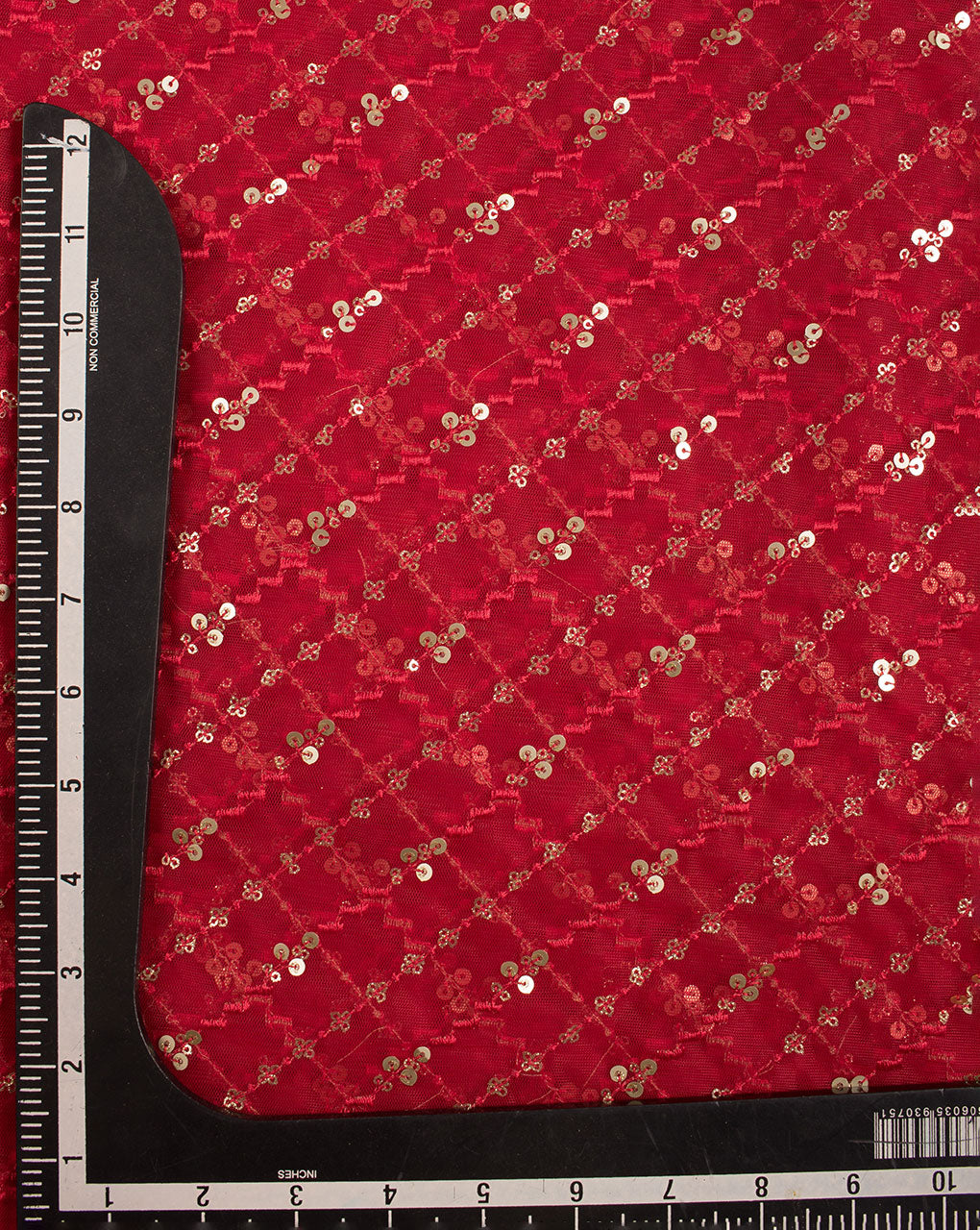 Embroidered Sequins Work Net Fabric - Fabriclore.com
