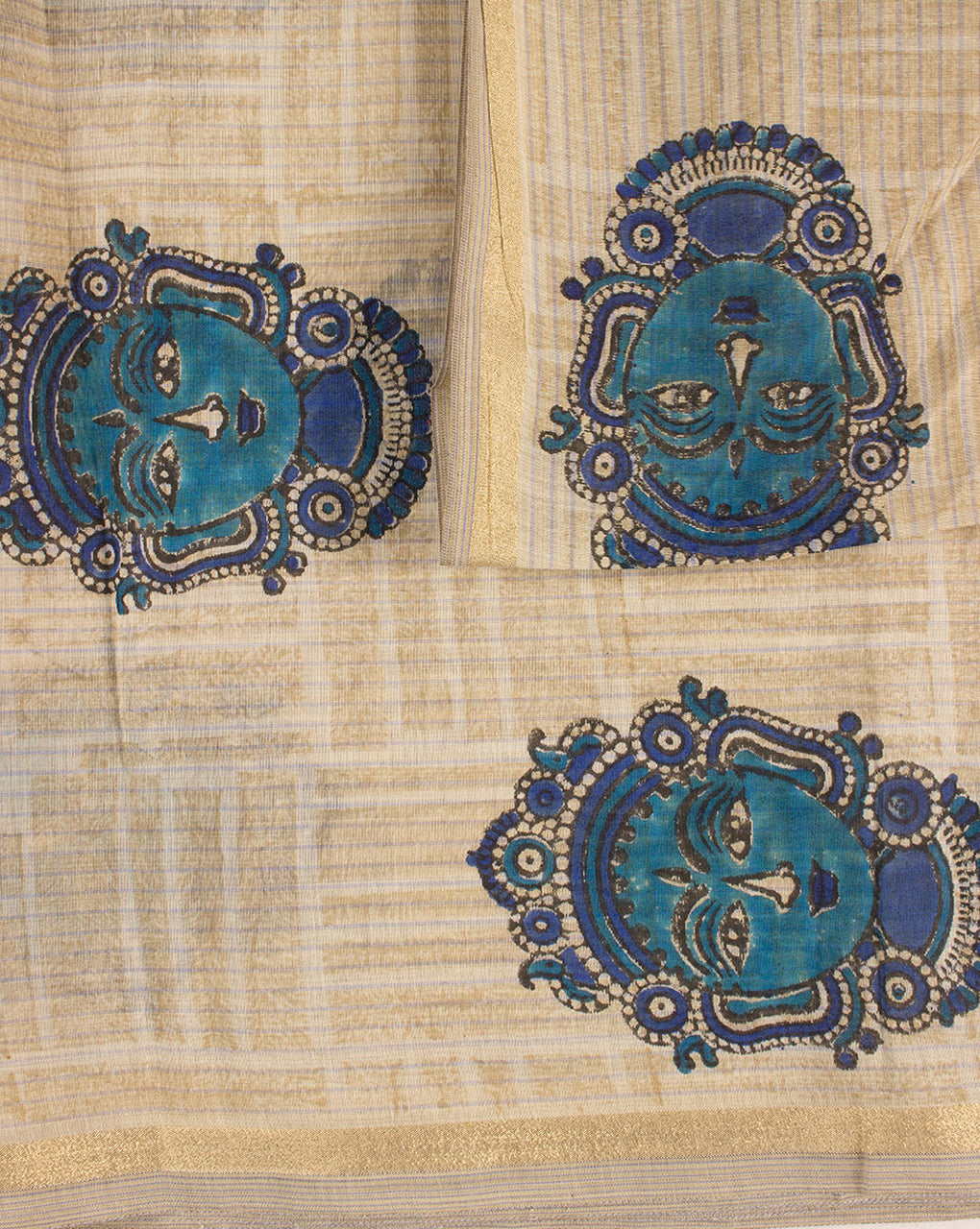 Hand Block Zari Border Chanderi Fabric - Fabriclore.com