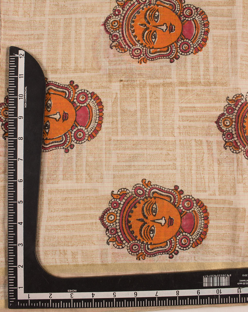 Hand Block Zari Border Chanderi Fabric - Fabriclore.com