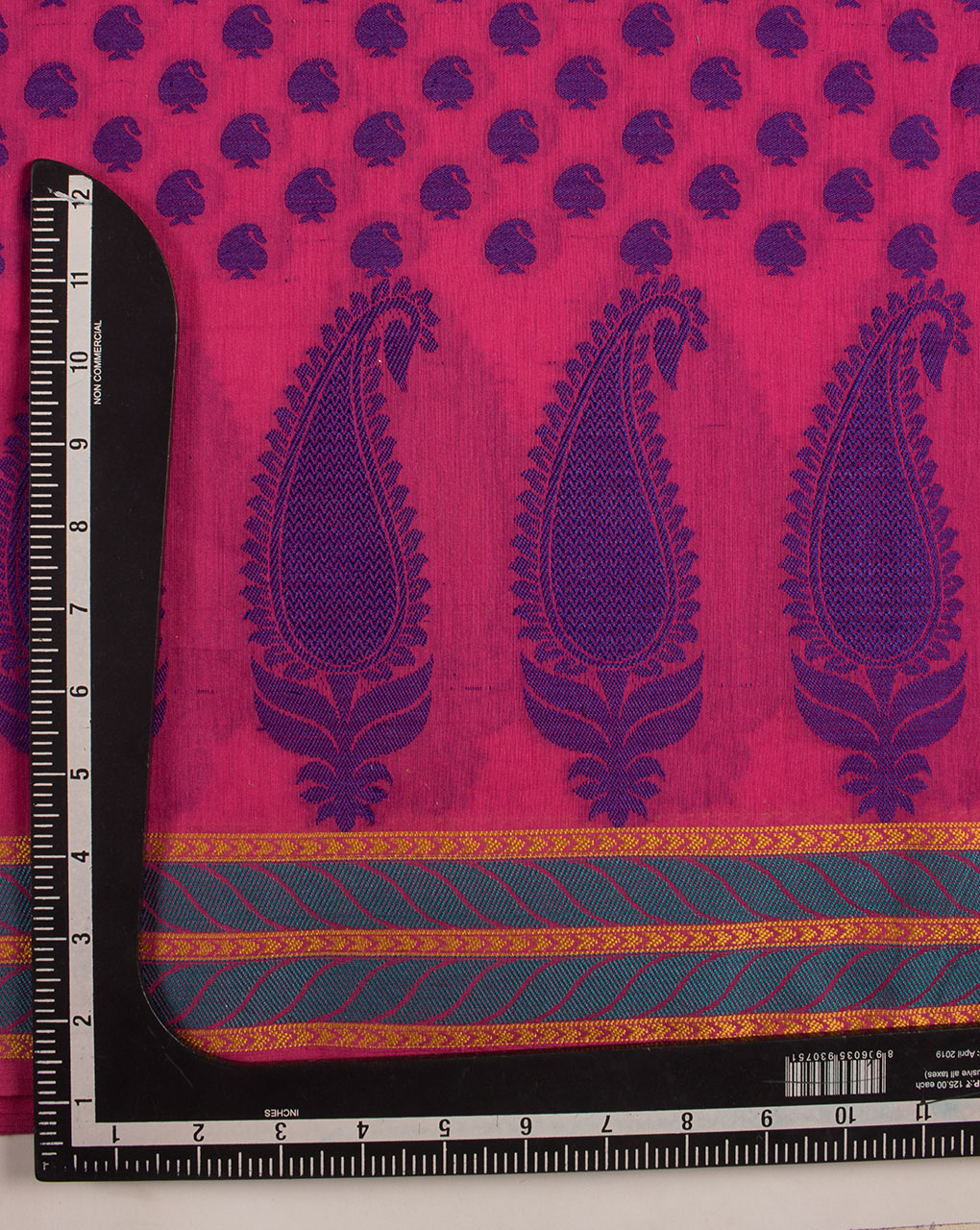 Jacquard Border Chanderi Fabric - Fabriclore.com