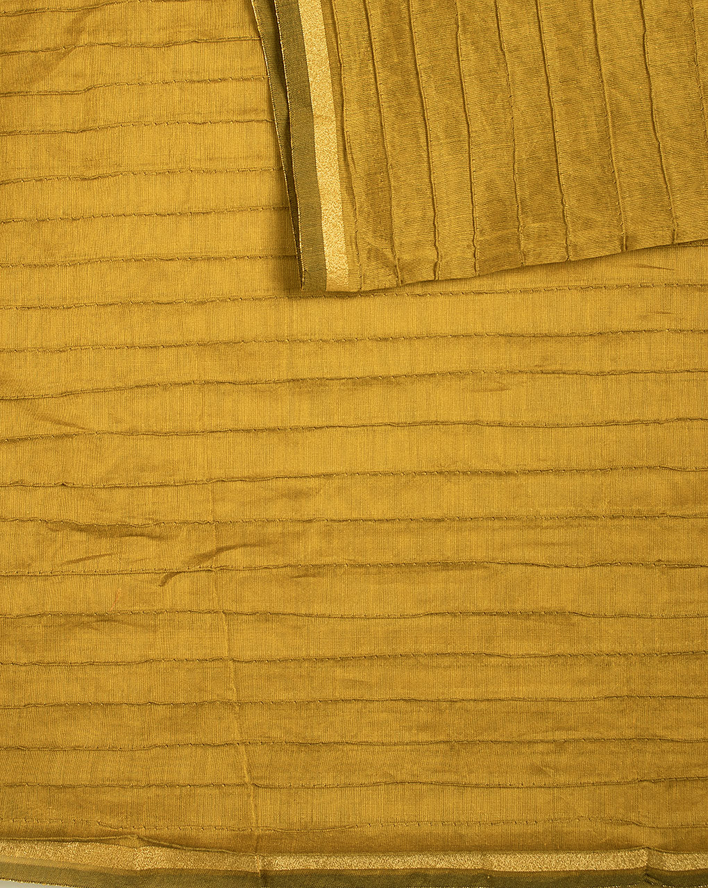 Pin-Tucks Zari Border Chanderi Fabric