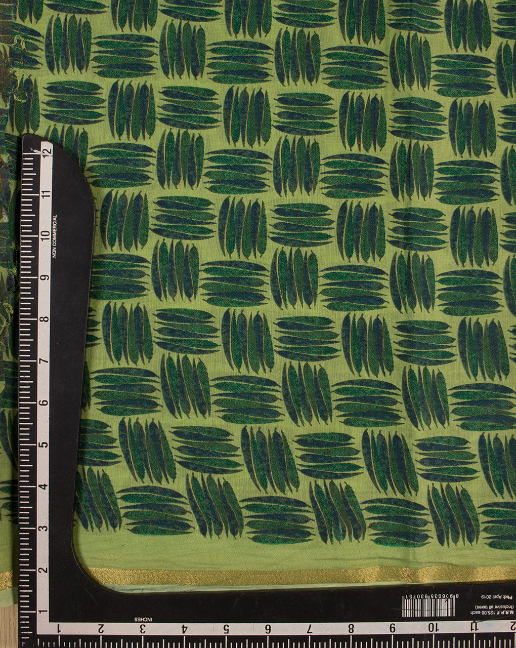 Screen Print Zari Border Chanderi Fabric - Fabriclore.com