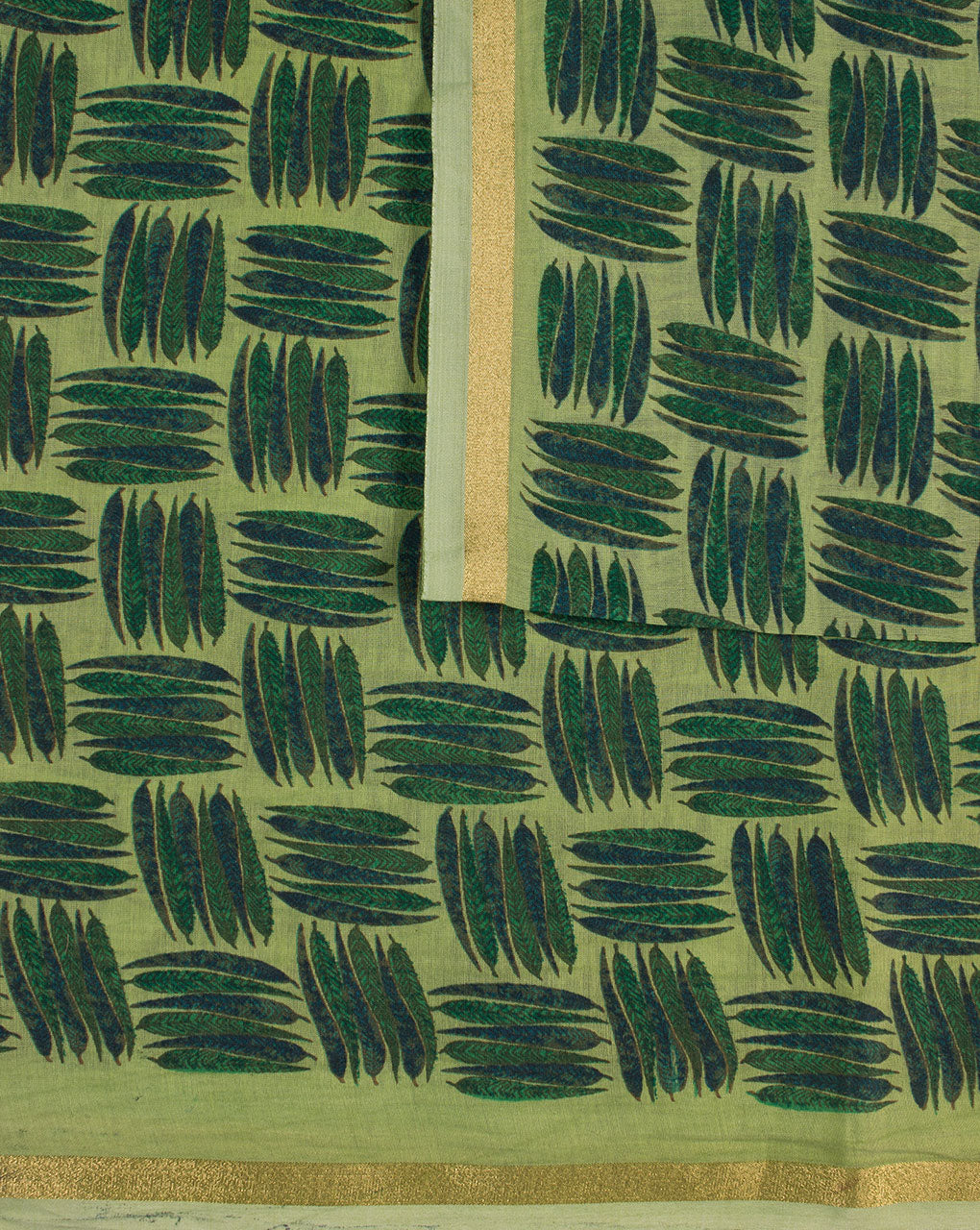 Screen Print Zari Border Chanderi Fabric - Fabriclore.com