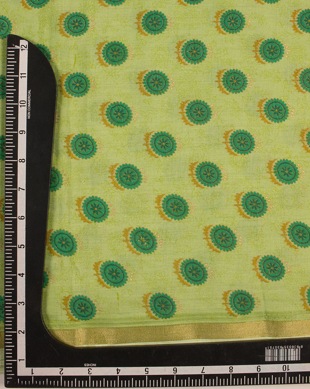 Screen Print Zari Border Chanderi Fabric - Fabriclore.com