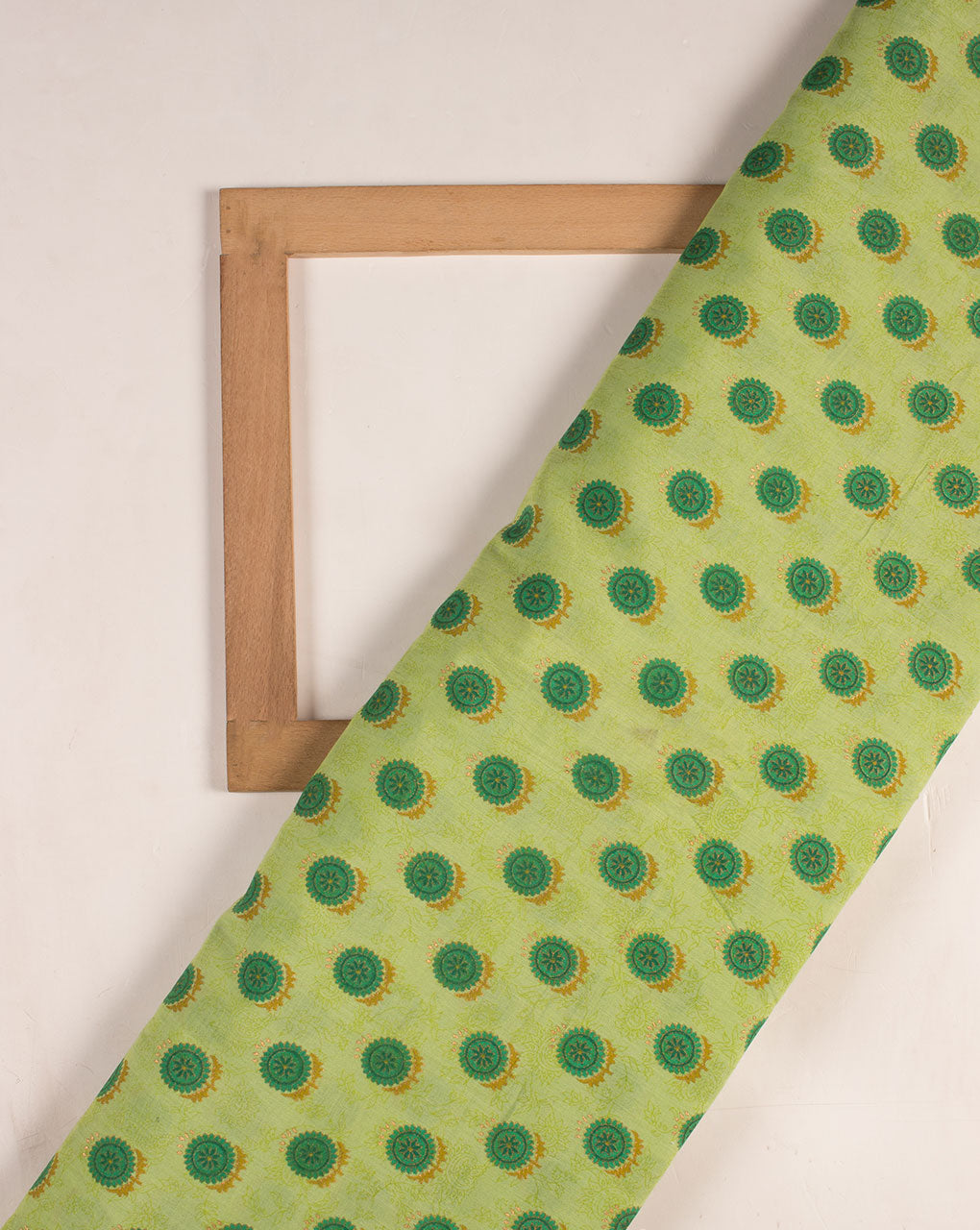 Screen Print Zari Border Chanderi Fabric - Fabriclore.com