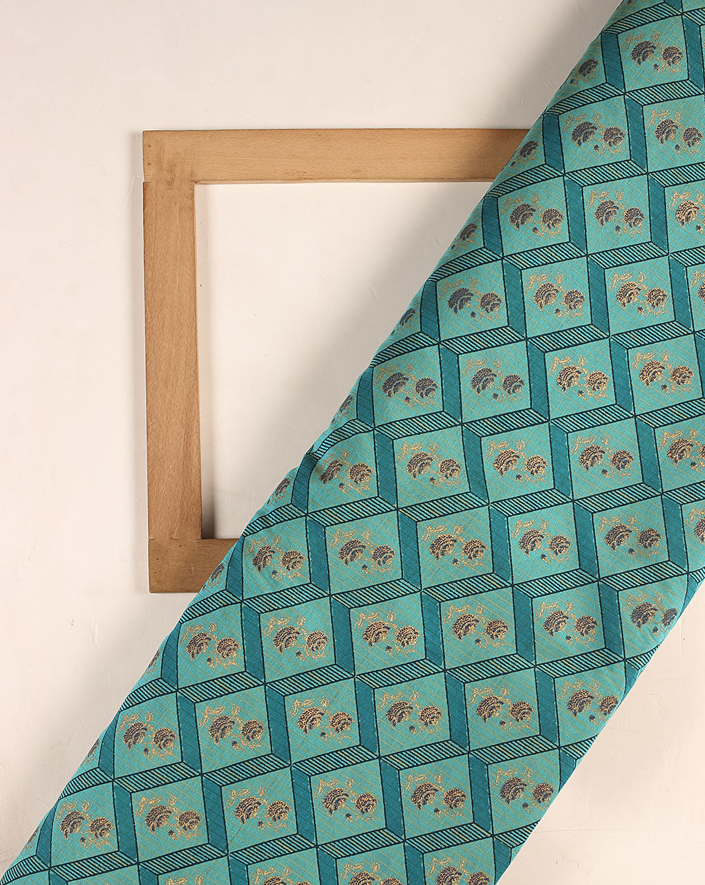 Screen Print Zari Border Chanderi Fabric - Fabriclore.com