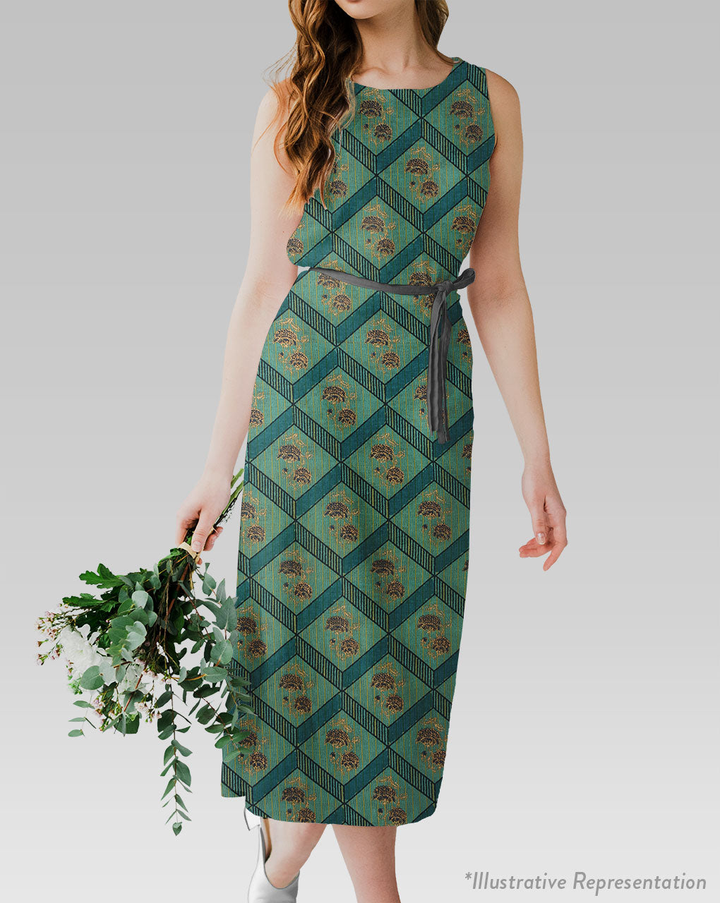 Screen Print Zari Border Chanderi Fabric - Fabriclore.com