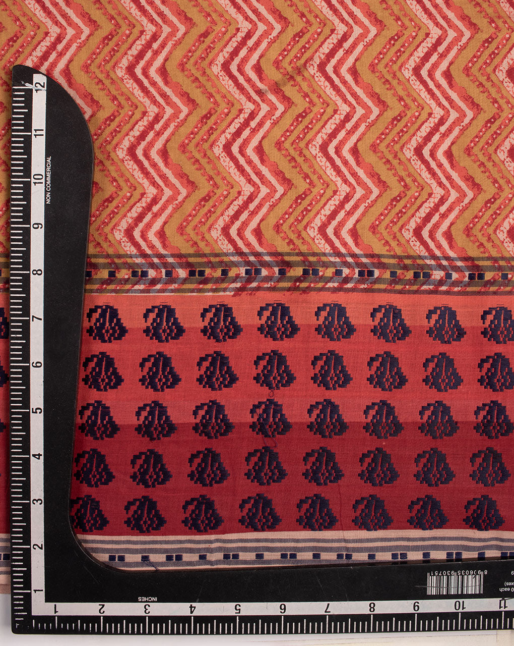 Rapid Hand Block Border Cotton Modal Fabric - Fabriclore.com