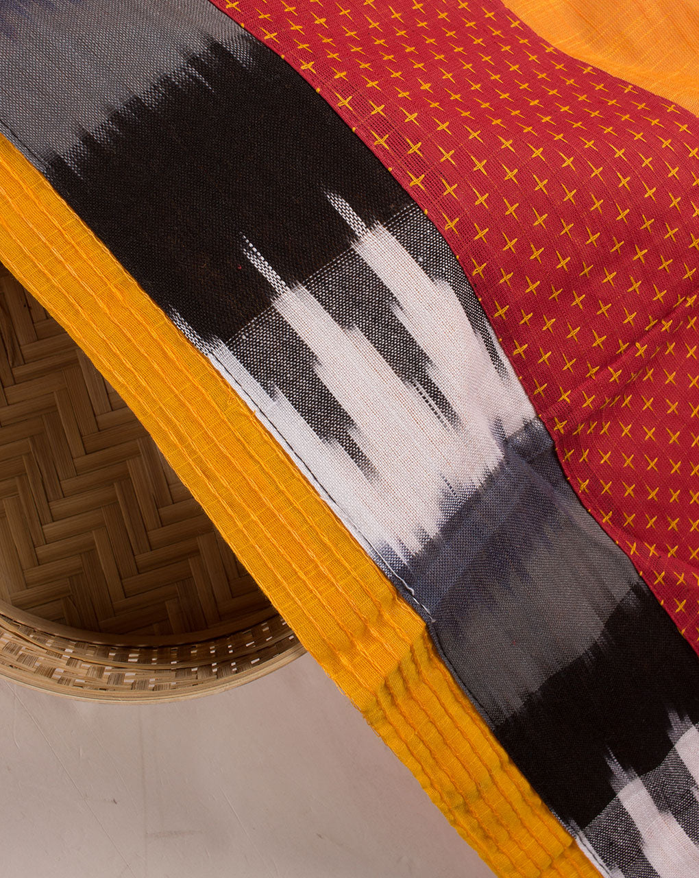 Orange Plain Woven Loom Textured Cotton Fabric - Fabriclore.com