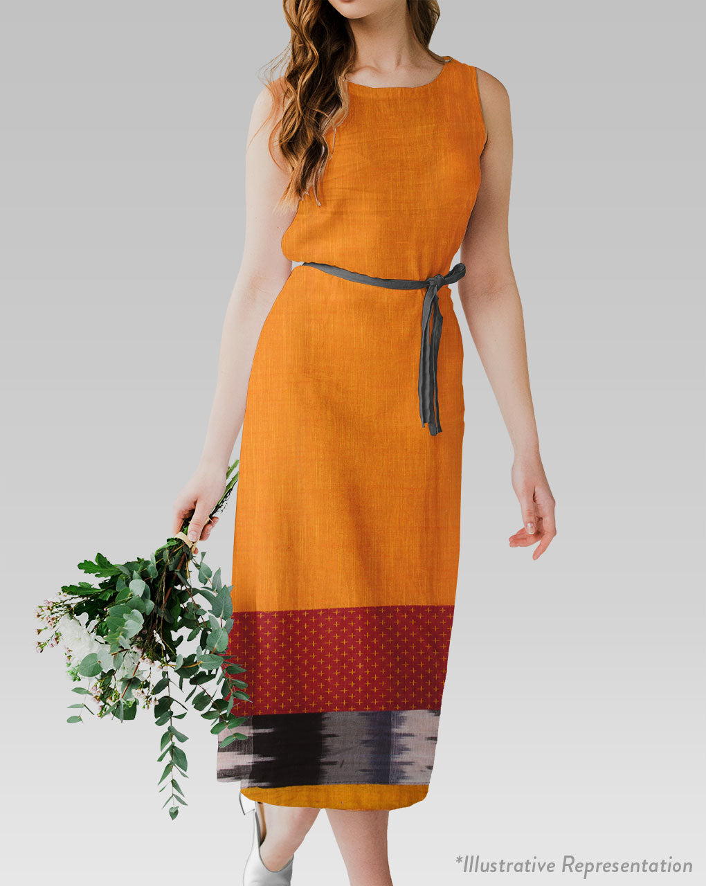 Orange Plain Woven Loom Textured Cotton Fabric - Fabriclore.com