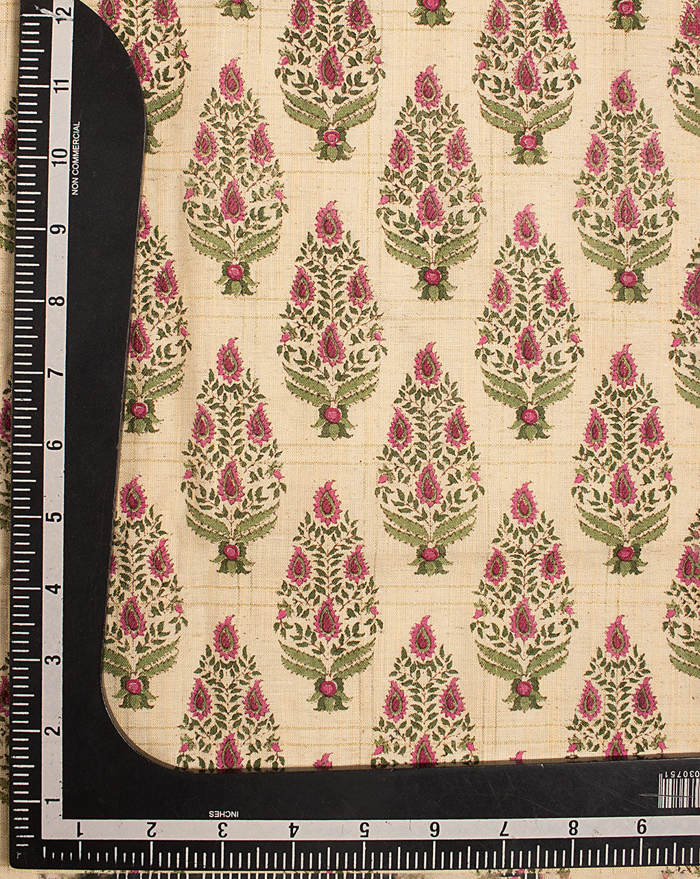 Screen Print Zari Checks Loom Textured Cotton Fabric