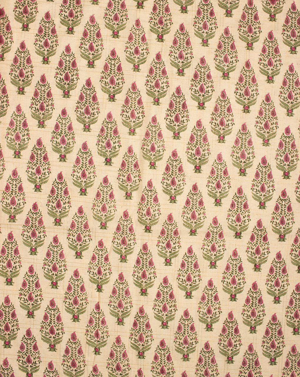 Screen Print Zari Checks Loom Textured Cotton Fabric