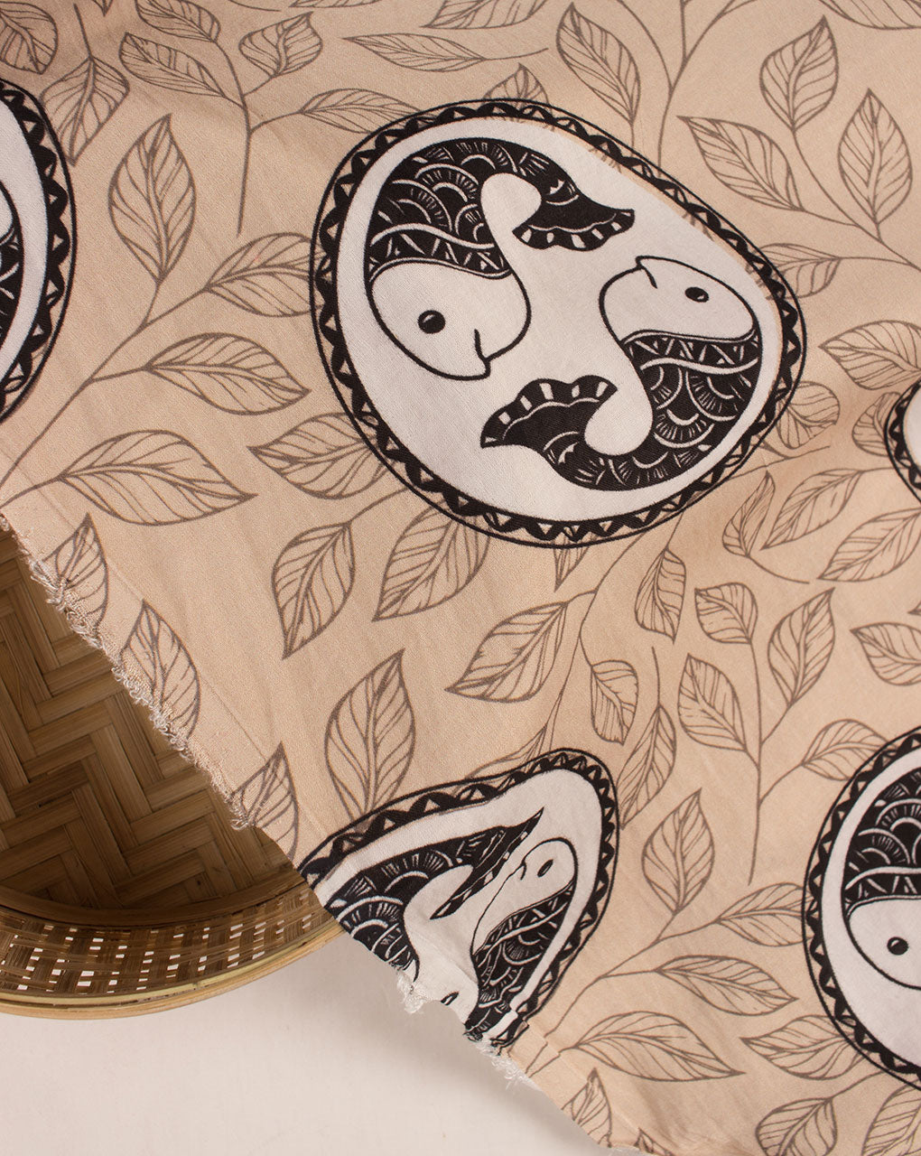 Exclusive Madhubani Theme Digital Print Modal Satin Fabric - Fabriclore.com